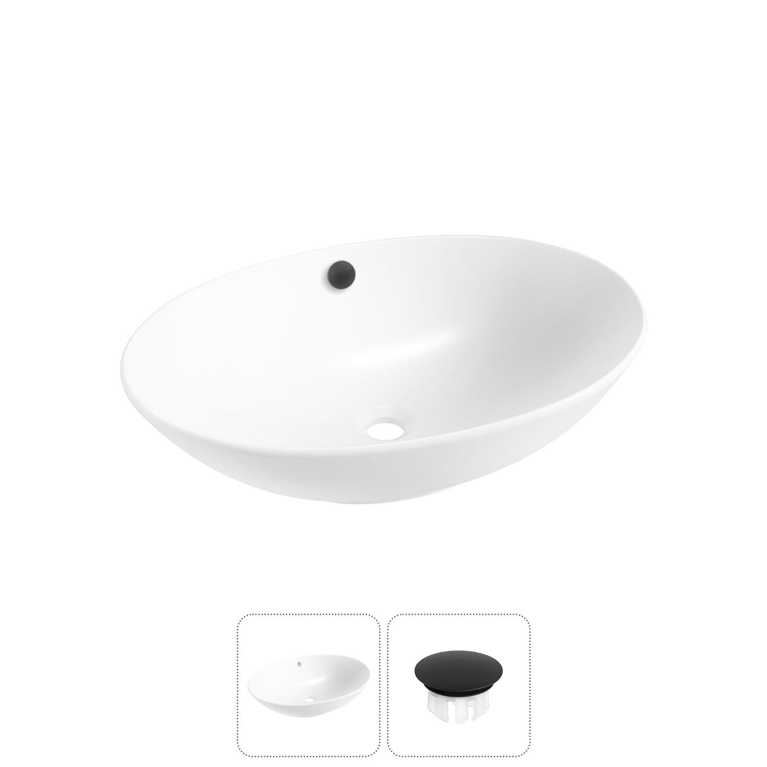 Изображение товара Раковина Wellsee bliss 32820103R 63 см с заглушкой отверстия перелива