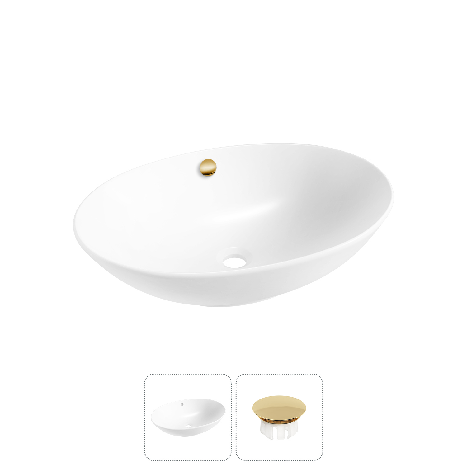 Изображение товара Раковина Wellsee Bliss 32820104R 63см овальная белая с заглушкой