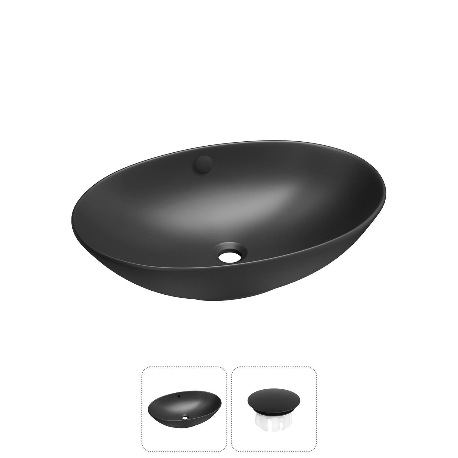 Изображение товара Раковина Wellsee bliss 32820202R 63см овальная керамическая с заглушкой