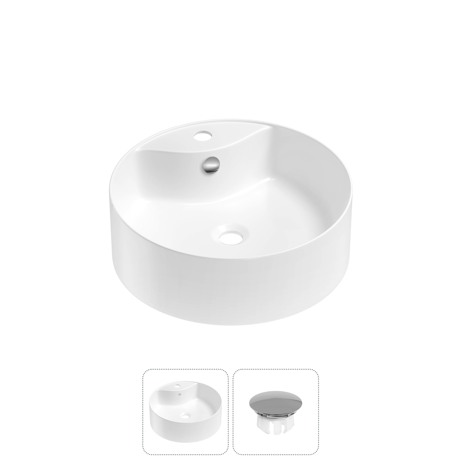 Изображение товара Раковина Wellsee praxis 32940101R 40см цвет раковина 2 в 1: заглушка на отверстие перелива