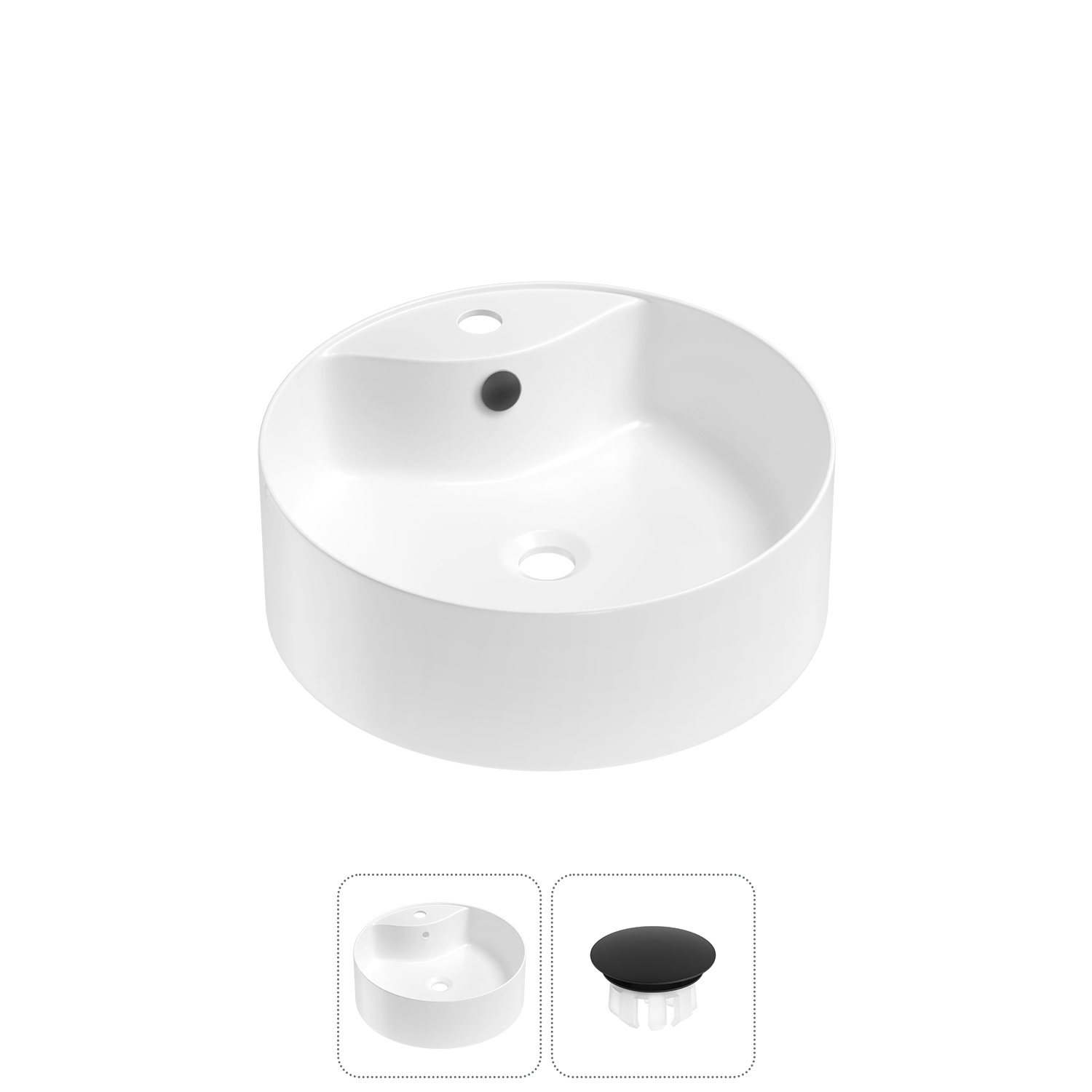 Изображение товара Раковина Wellsee praxis 32940203R 46 см с заглушкой и переливом