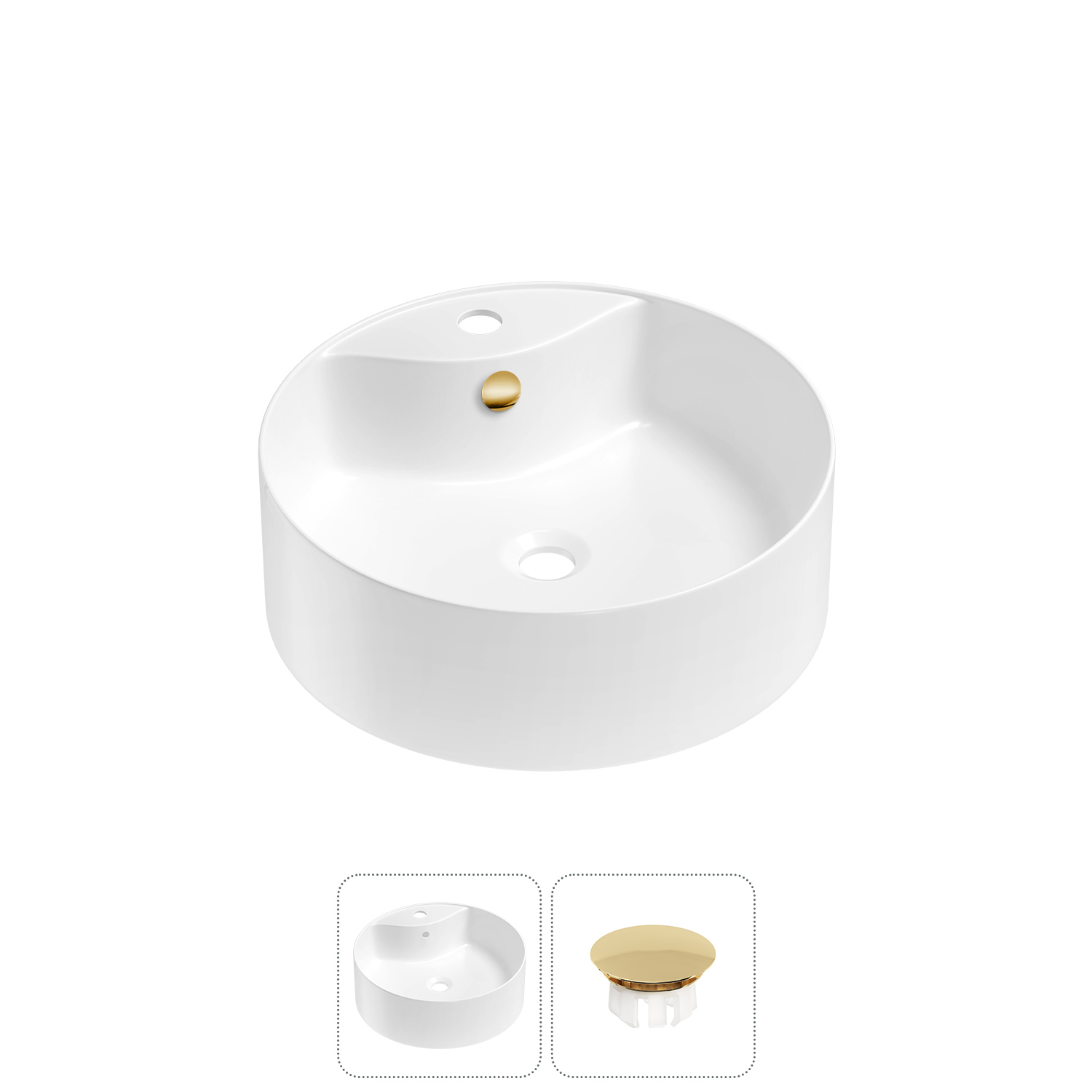 Изображение товара Раковина Wellsee praxis 32940204R 46 см белая с заглушкой на отверстие перелива