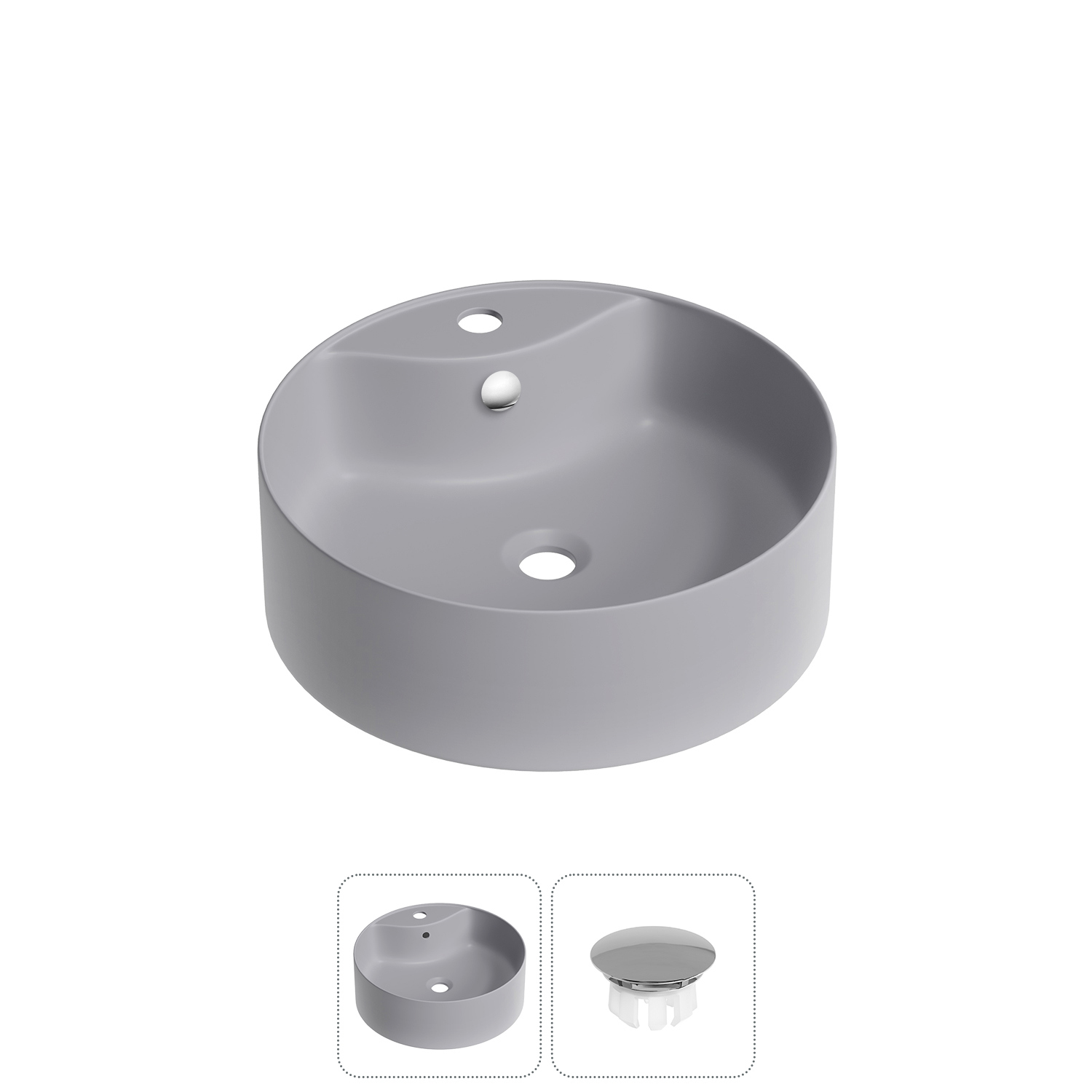 Изображение товара Раковина Wellsee praxis 32940501R 40см матовая серая с заглушкой