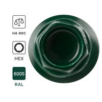 Изображение товара Саморезы DILWIS 5.5x51 HEX8 бур оцинкованный RAL 6005 Изображение товара Саморезы DILWIS 5.5x51 HEX8 бур оцинкованный RAL 6005