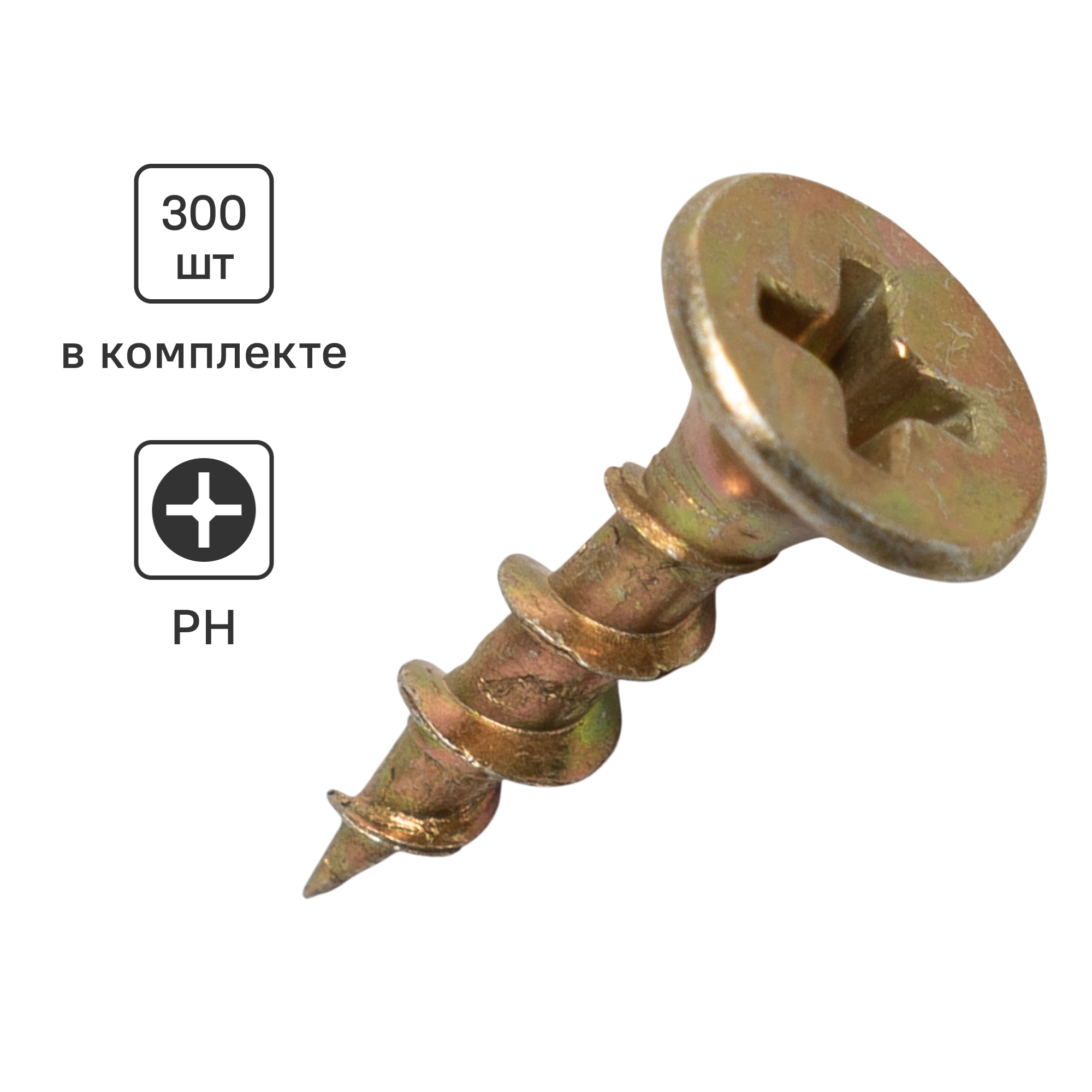 Изображение товара Саморезы по дереву DILWIS потайные острые оцинкованные 3.5x16 мм 300 шт.