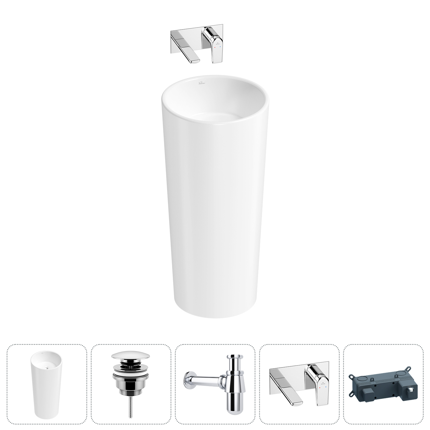 Изображение товара Раковина Wellsee Callipy Art 20213306R 40 см с сифоном и смесителем