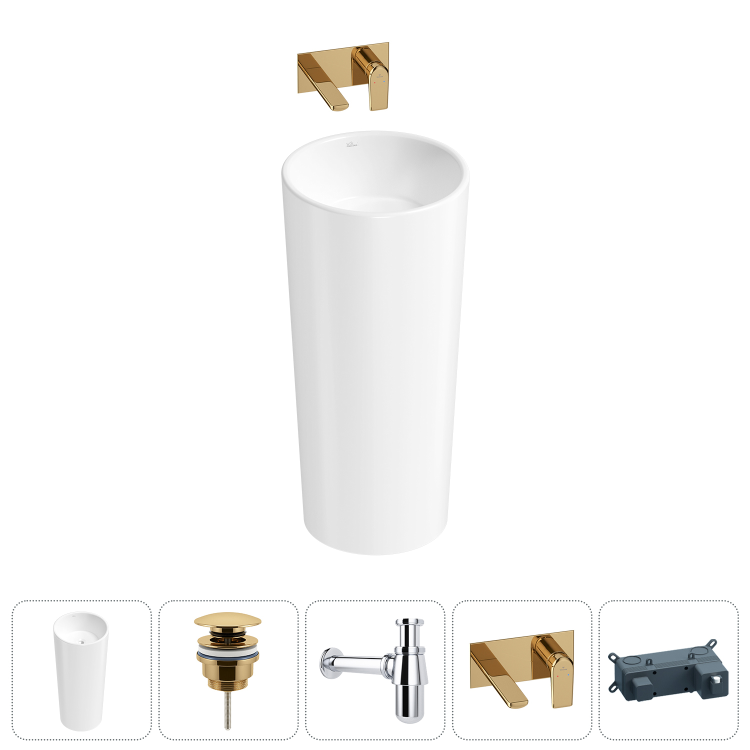 Изображение товара Раковина Wellsee callipy art 20213308R 40см цвет раковина 4 в 1: д/к, сифон, смеситель