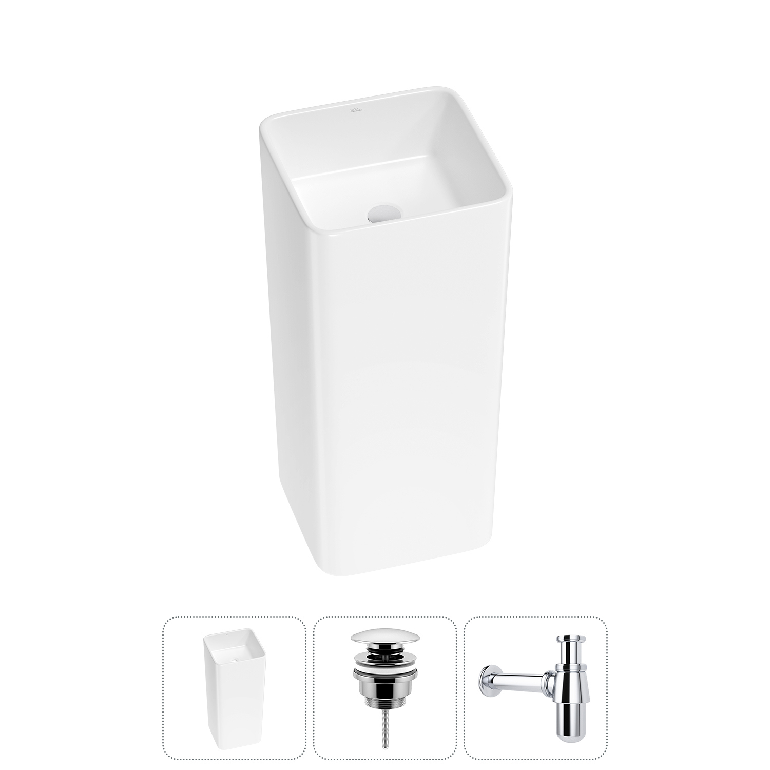 Изображение товара Раковина Wellsee callipy art 20213314R 40 см с сифоном и клапаном белая