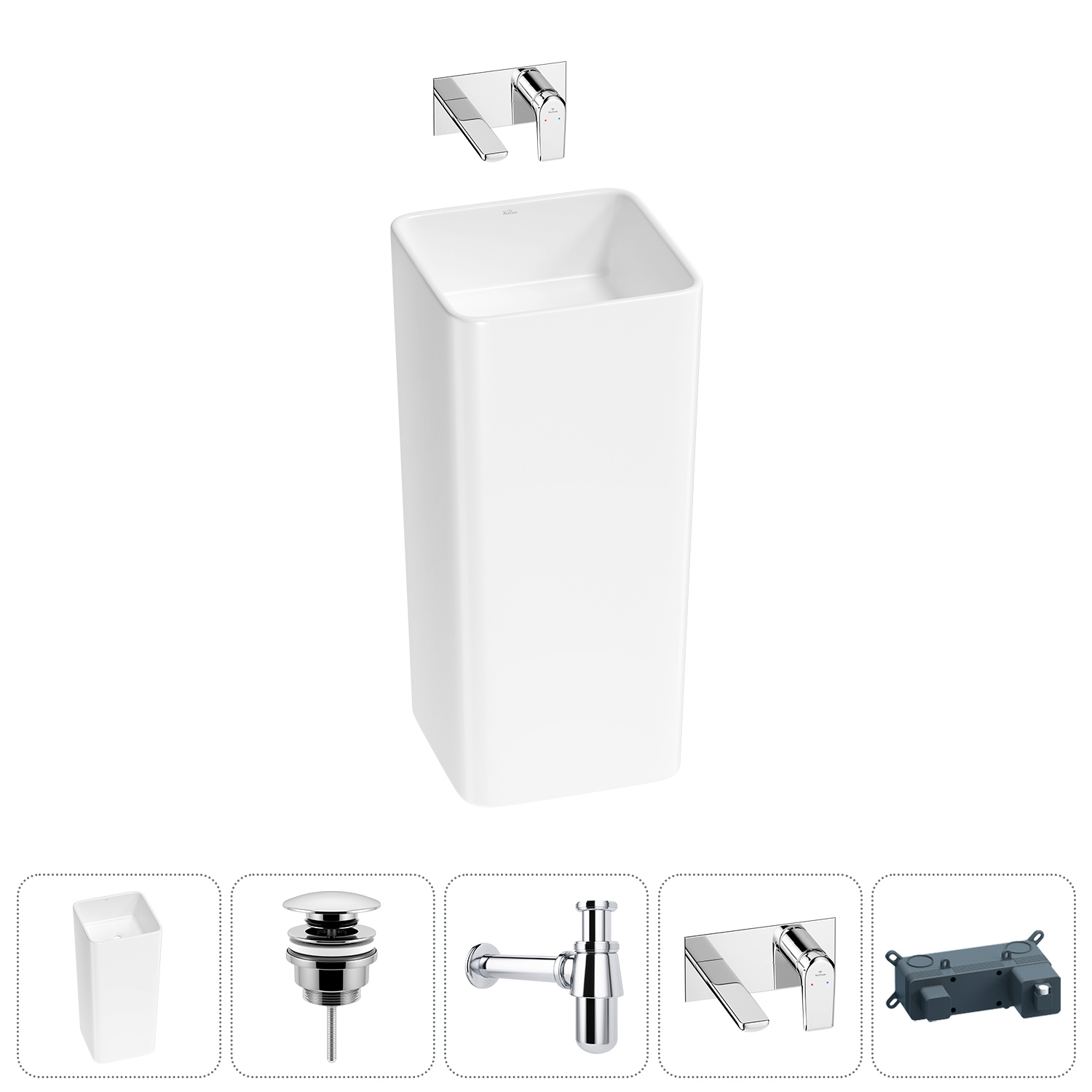 Изображение товара Раковина Wellsee Callipy Art 40 см 4 в 1 с сифоном и смесителем польша