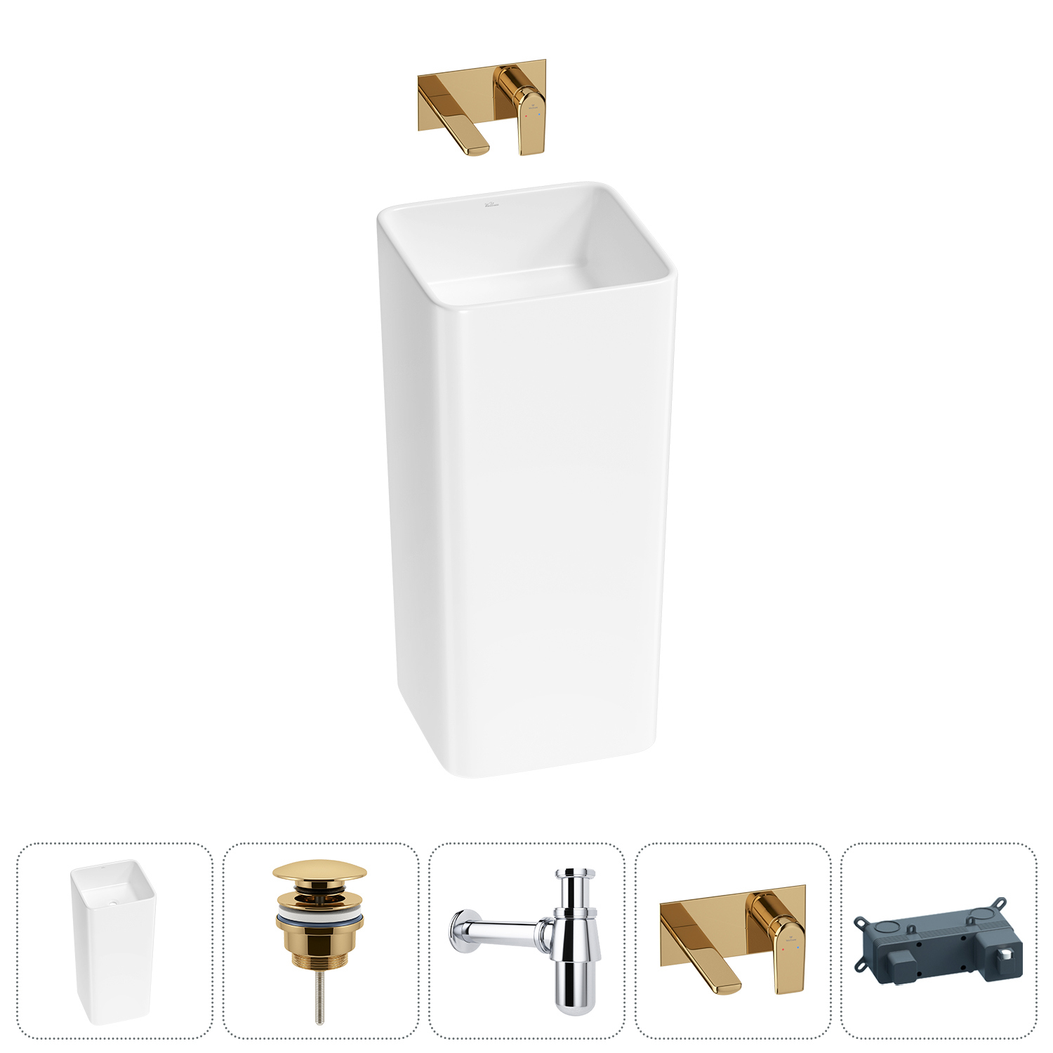 Изображение товара Раковина Wellsee callipy art 20213320R 40см цвет раковина 4 в 1: д/к, сифон, смеситель