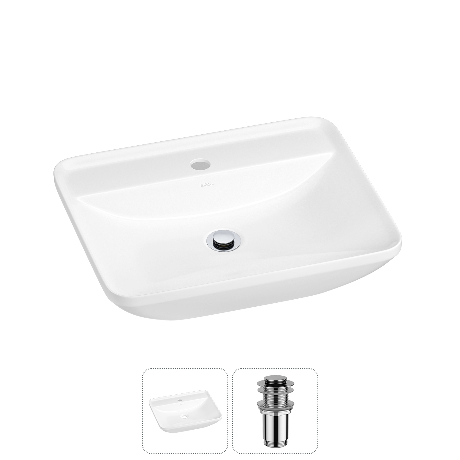 Изображение товара Раковина Wellsee cute twin s 20213370R 55см цвет раковина 2 в 1: д/к