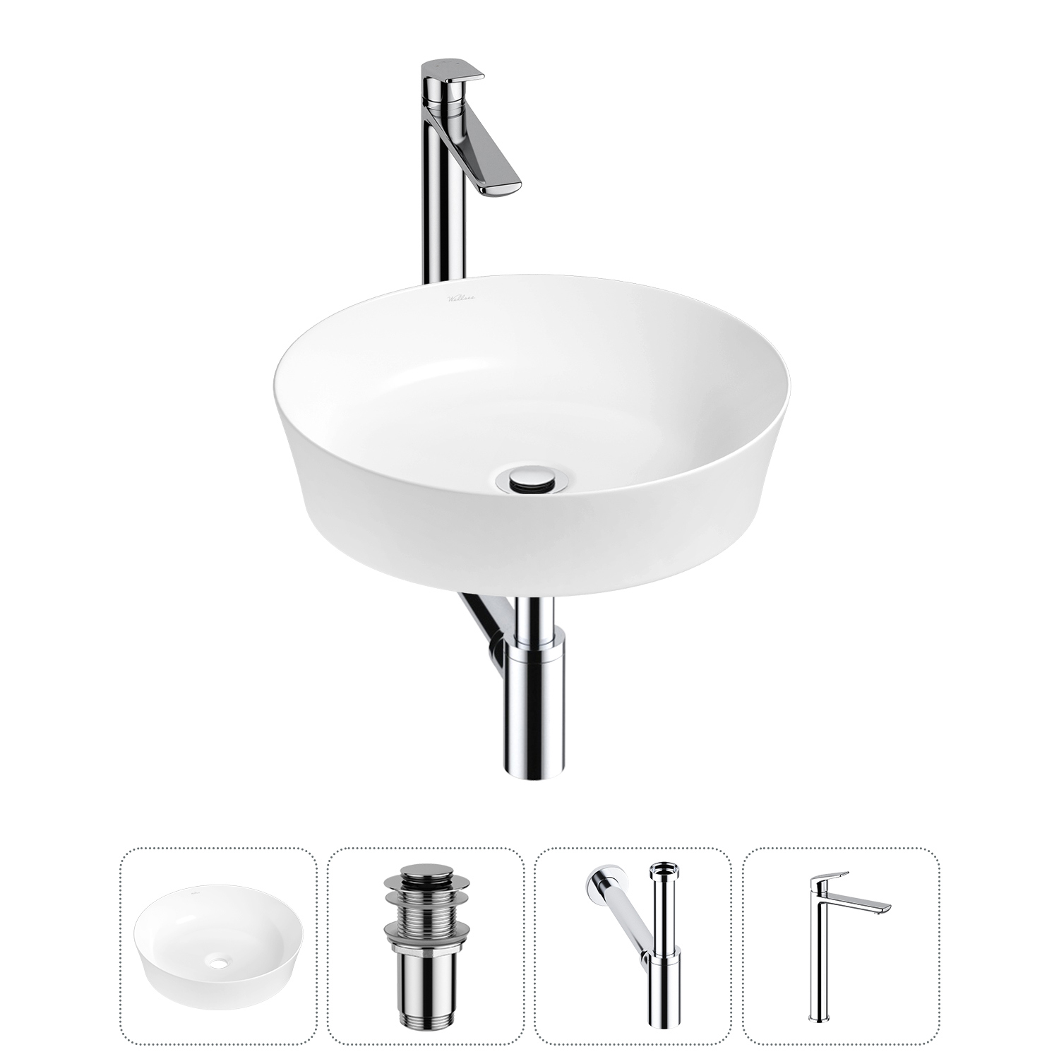 Изображение товара Раковина Wellsee Cromulent 43 см белая 4 в 1 комплект монтаж