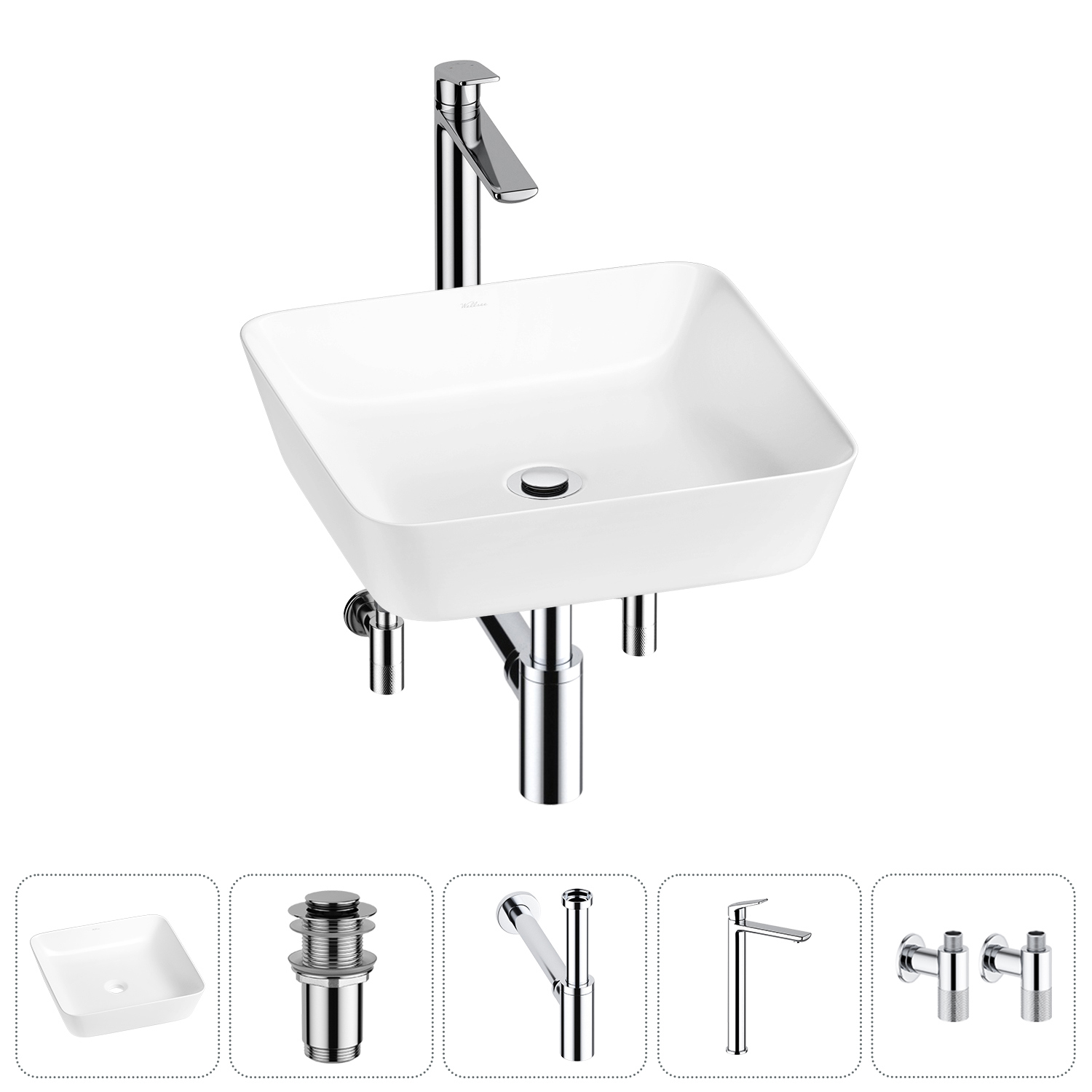 Изображение товара Раковина Wellsee cromulent 20213558R 44 см 5 в 1 комплект белая
