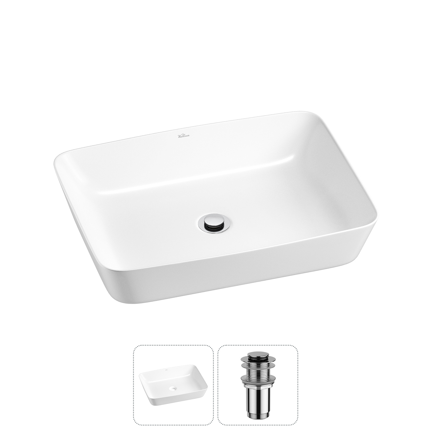 Изображение товара Раковина Wellsee Cromulent 20213562R 56 см белая с донным клапаном