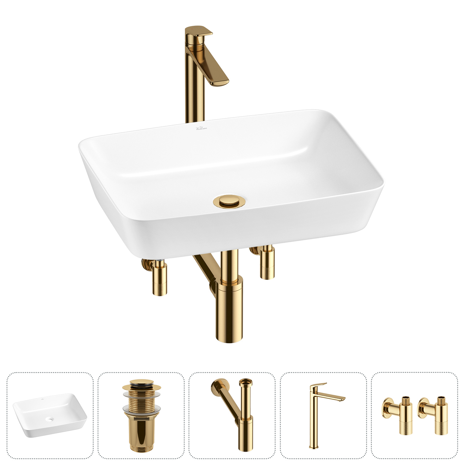 Изображение товара Раковина Wellsee cromulent 20213576R 56 см с комплектом для ванной