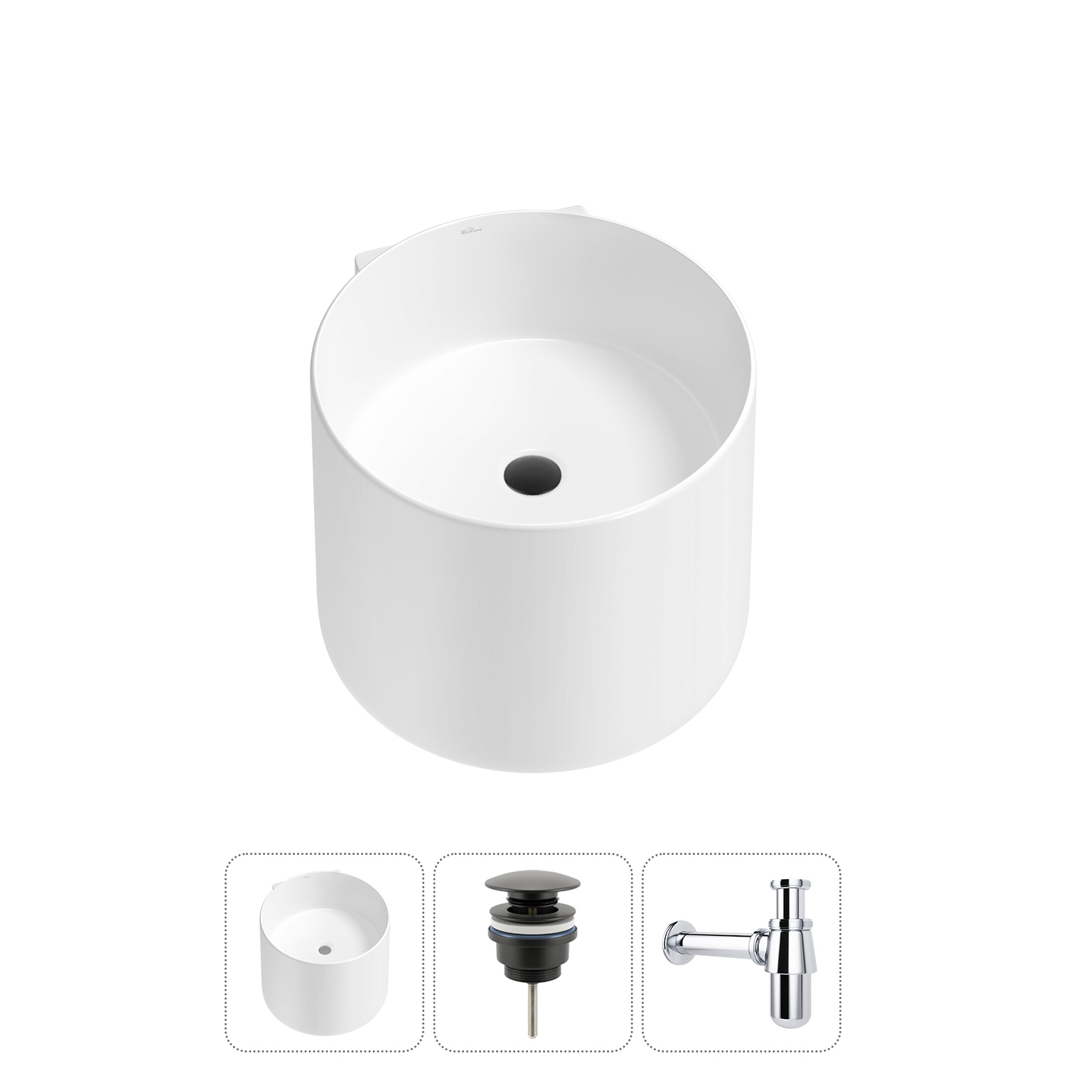Изображение товара Раковина Wellsee m1 limited edition 45 см 3 в 1 с сифон и донным клапаном