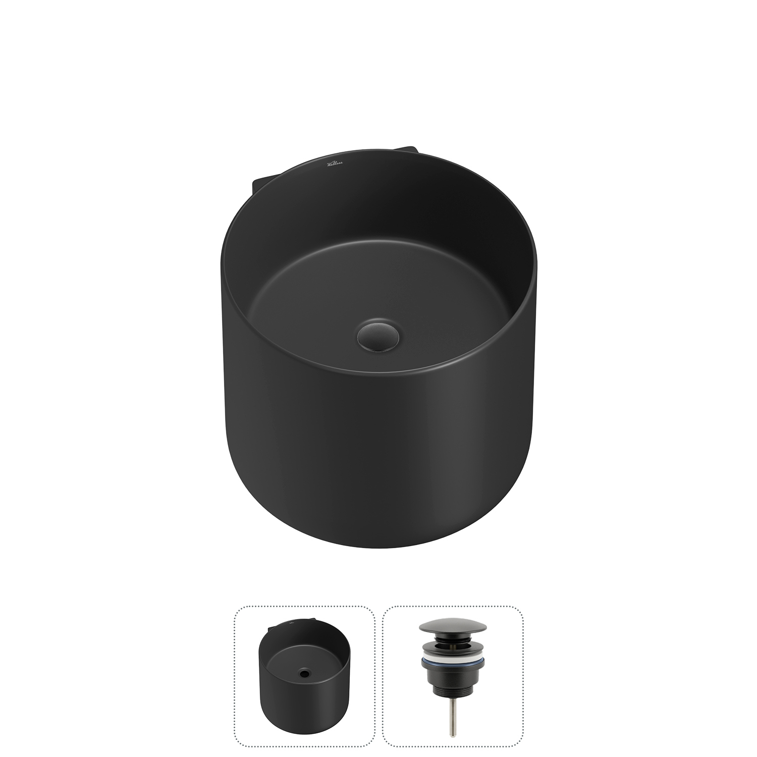 Изображение товара Раковина Wellsee m1 limited edition 45см матовый черный керамика подвесная