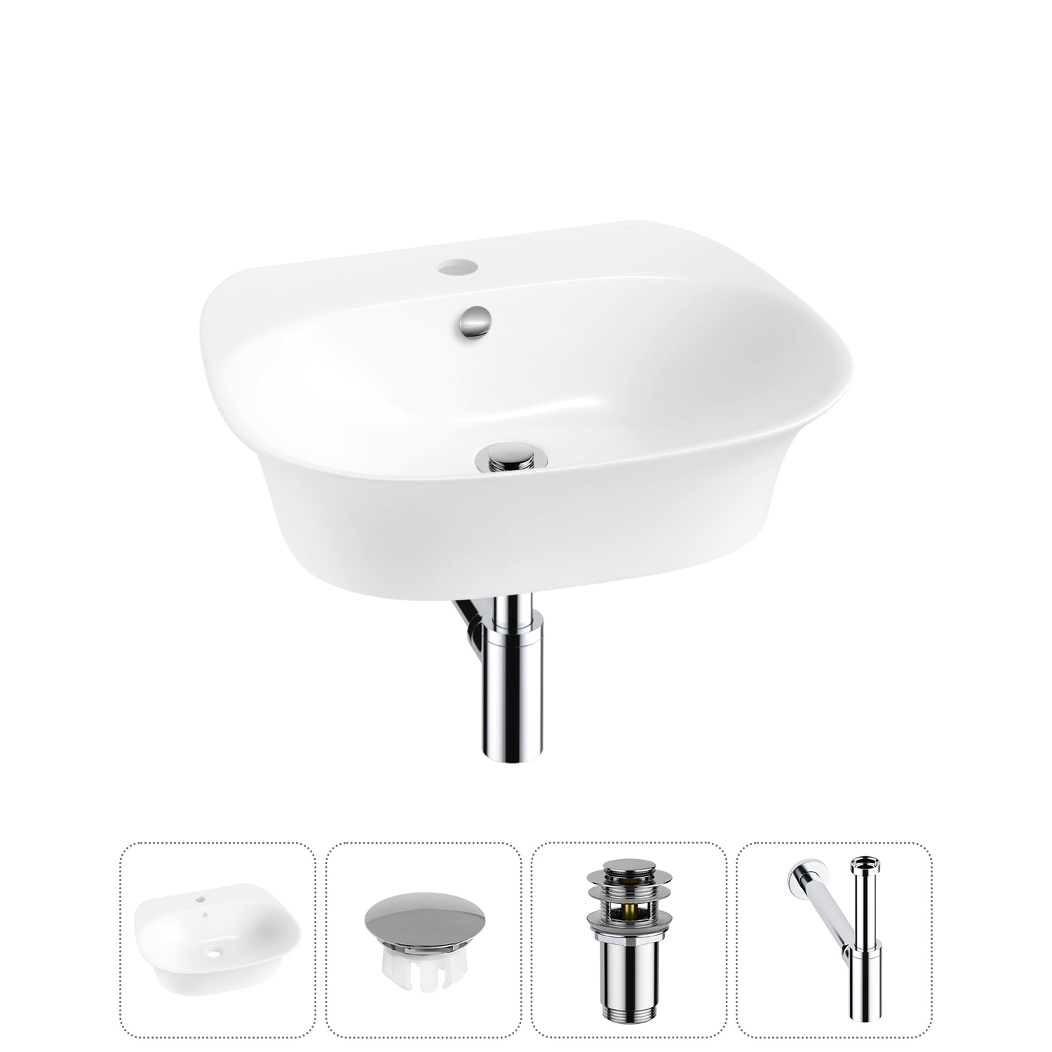 Изображение товара Раковина Wellsee excellence pro 20217055R 50см цвет раковина 4 в 1: заглушка на перелив, д/к, сифон