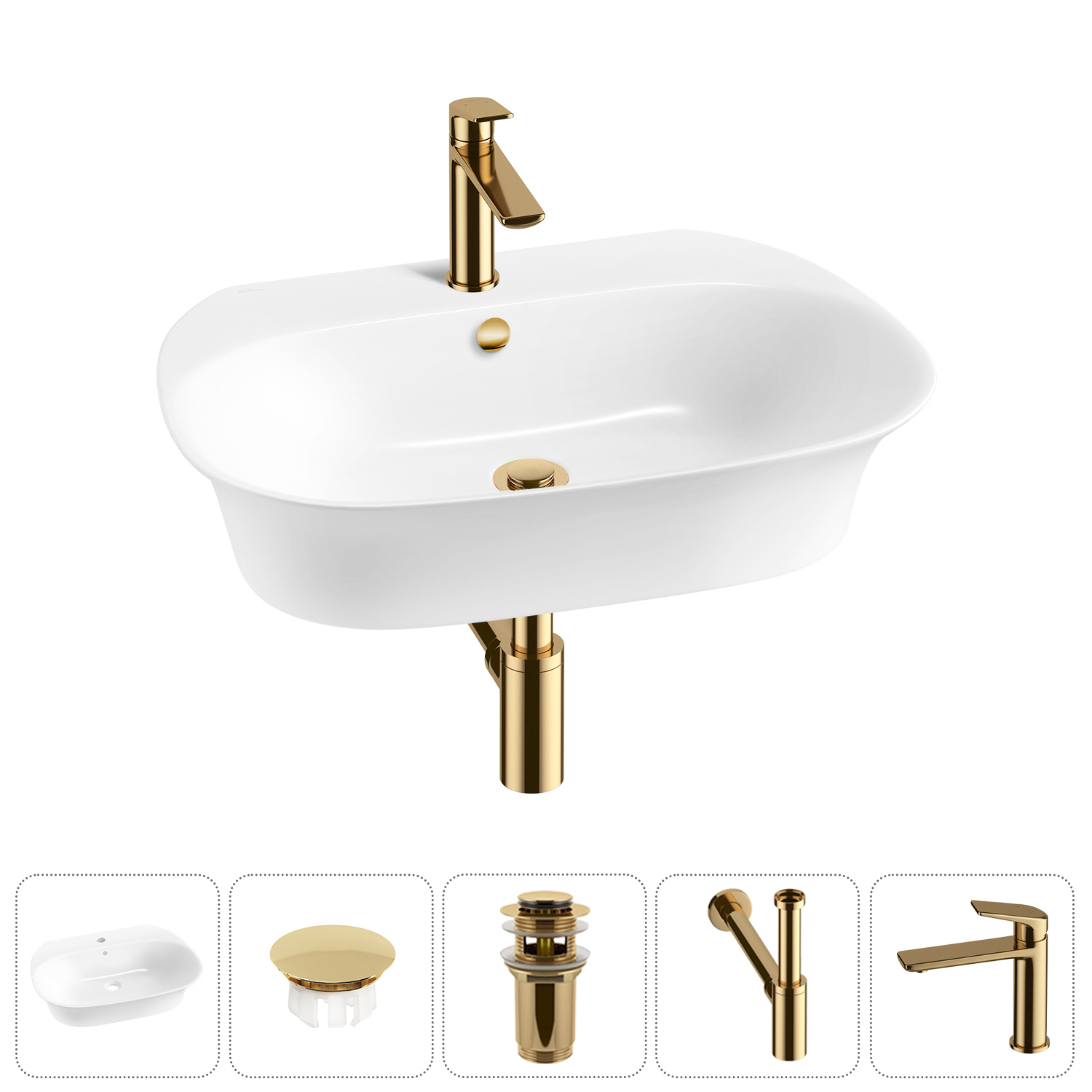 Изображение товара Раковина Wellsee excellence pro 60см цвет белый комплект 5 в 1