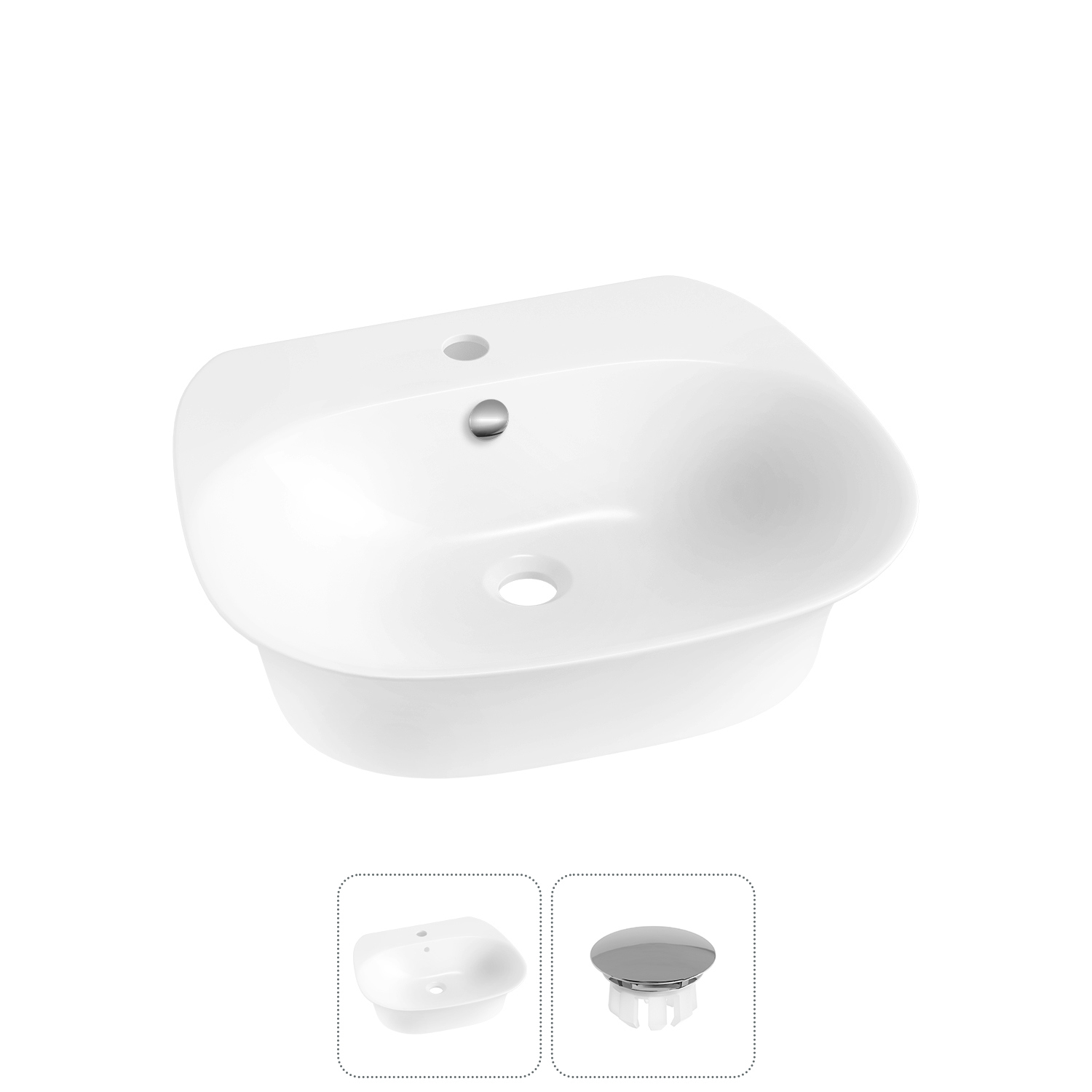 Изображение товара Раковина Wellsee excellence pro 31760201R 55см белая с заглушкой на отверстие перелива