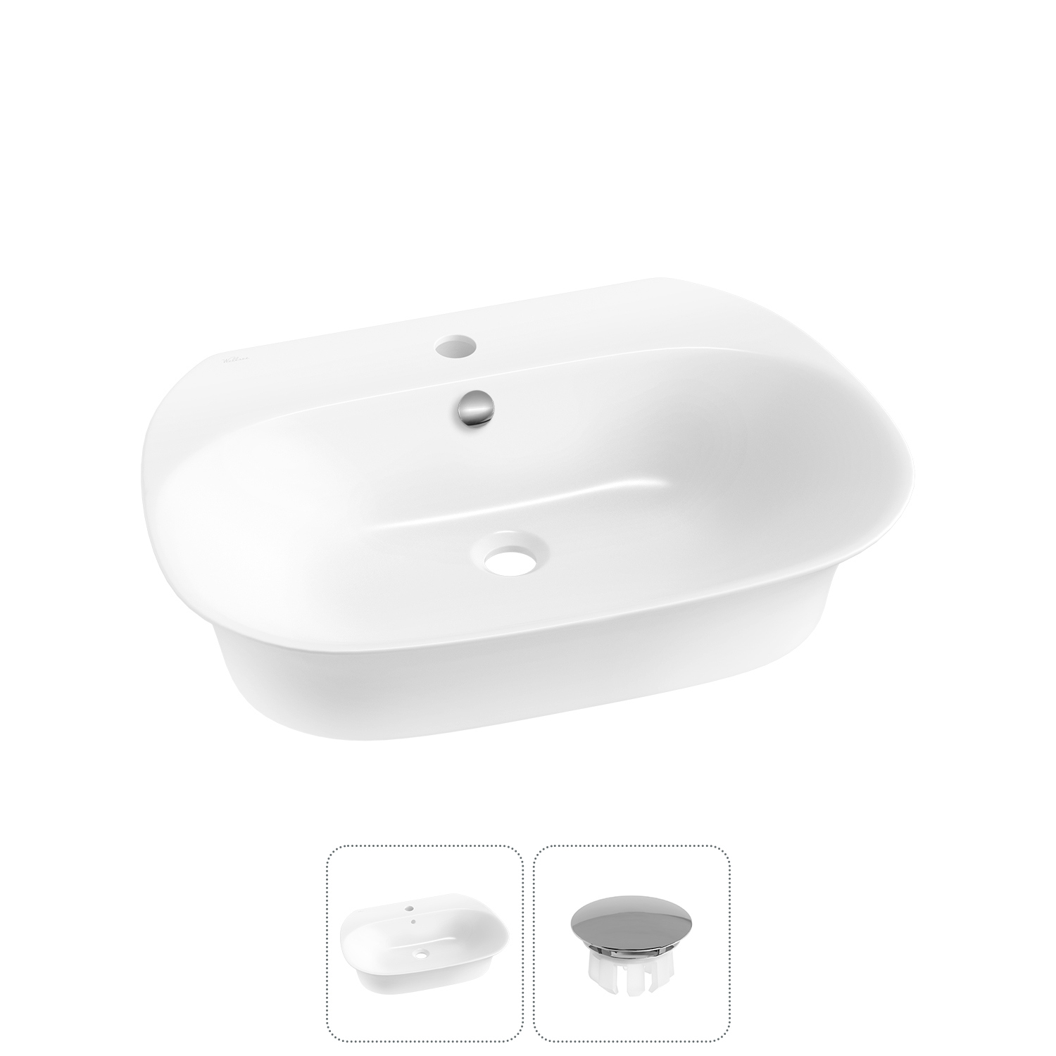 Изображение товара Раковина Wellsee excellence pro 31760301R 60см цвет раковина 2 в 1: заглушка на отверстие перелива