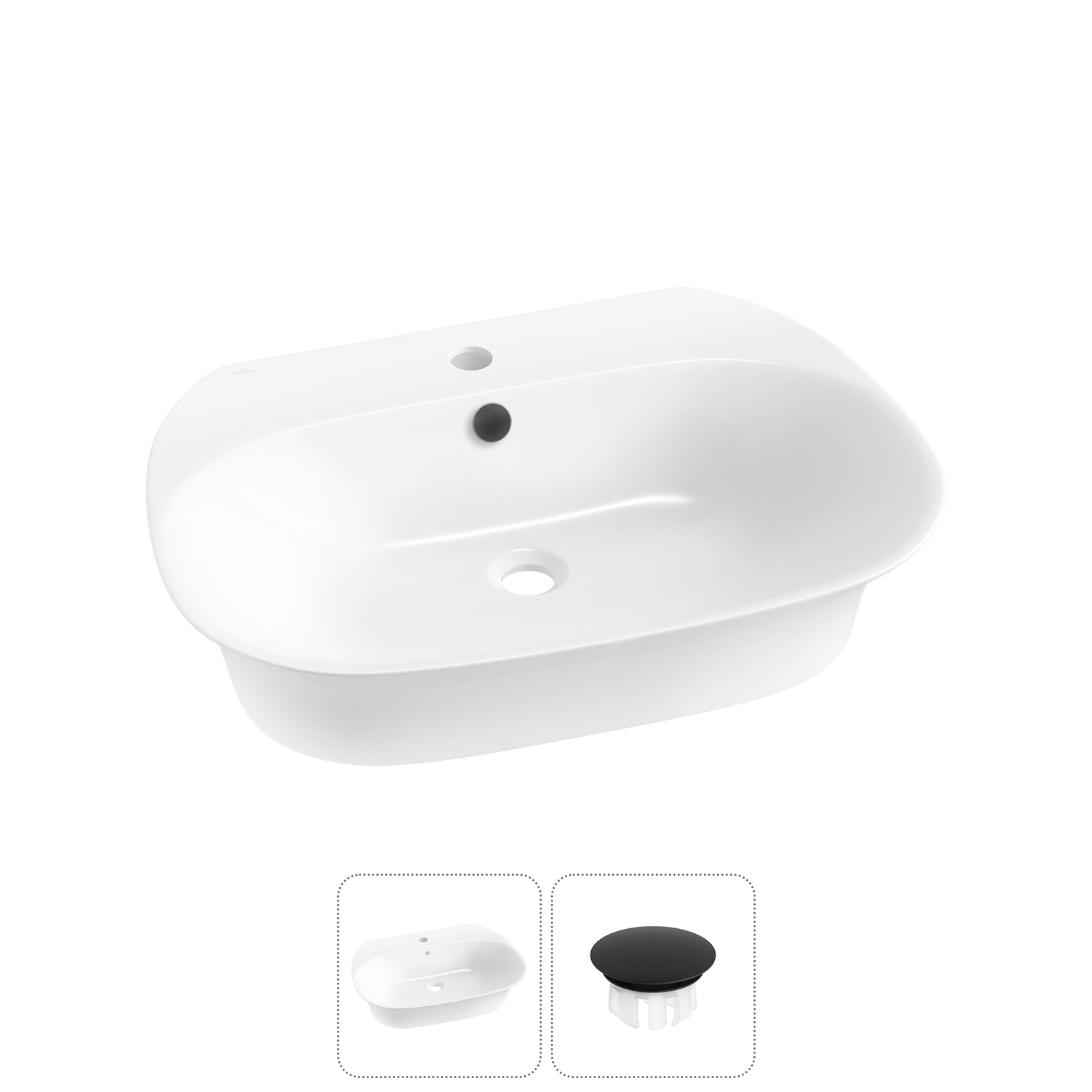 Изображение товара Раковина Wellsee excellence pro 31760303R 60см цвет раковина 2 в 1: заглушка на отверстие перелива