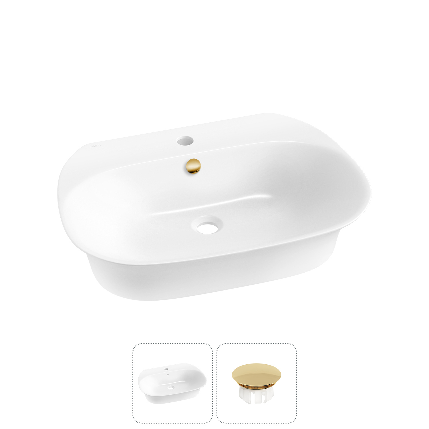 Изображение товара Раковина Wellsee Excellence Pro 31760304R 60 см с заглушкой перелива и крепежами