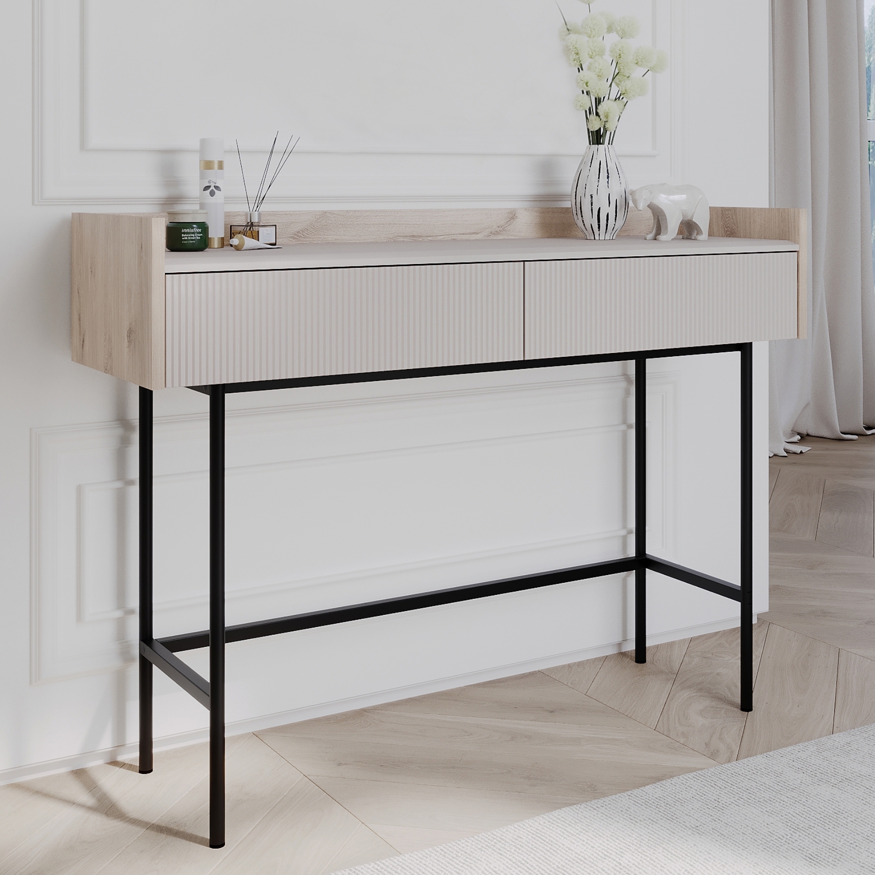 Изображение товара Туалетный столик Наоми от EGREGOR без зеркала, бежевый, ЛДСП 109.4x82.1x36.5 см