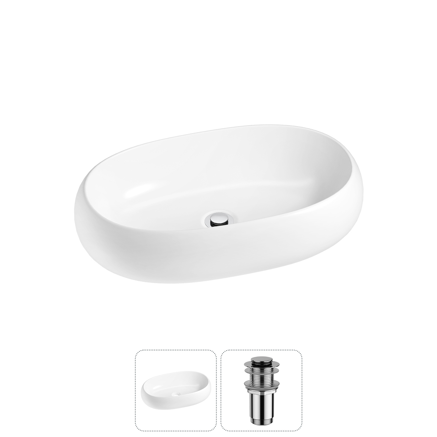 Изображение товара Раковина Lavinia Boho Bathroom Sink 56 см овальная белая с донным клапаном