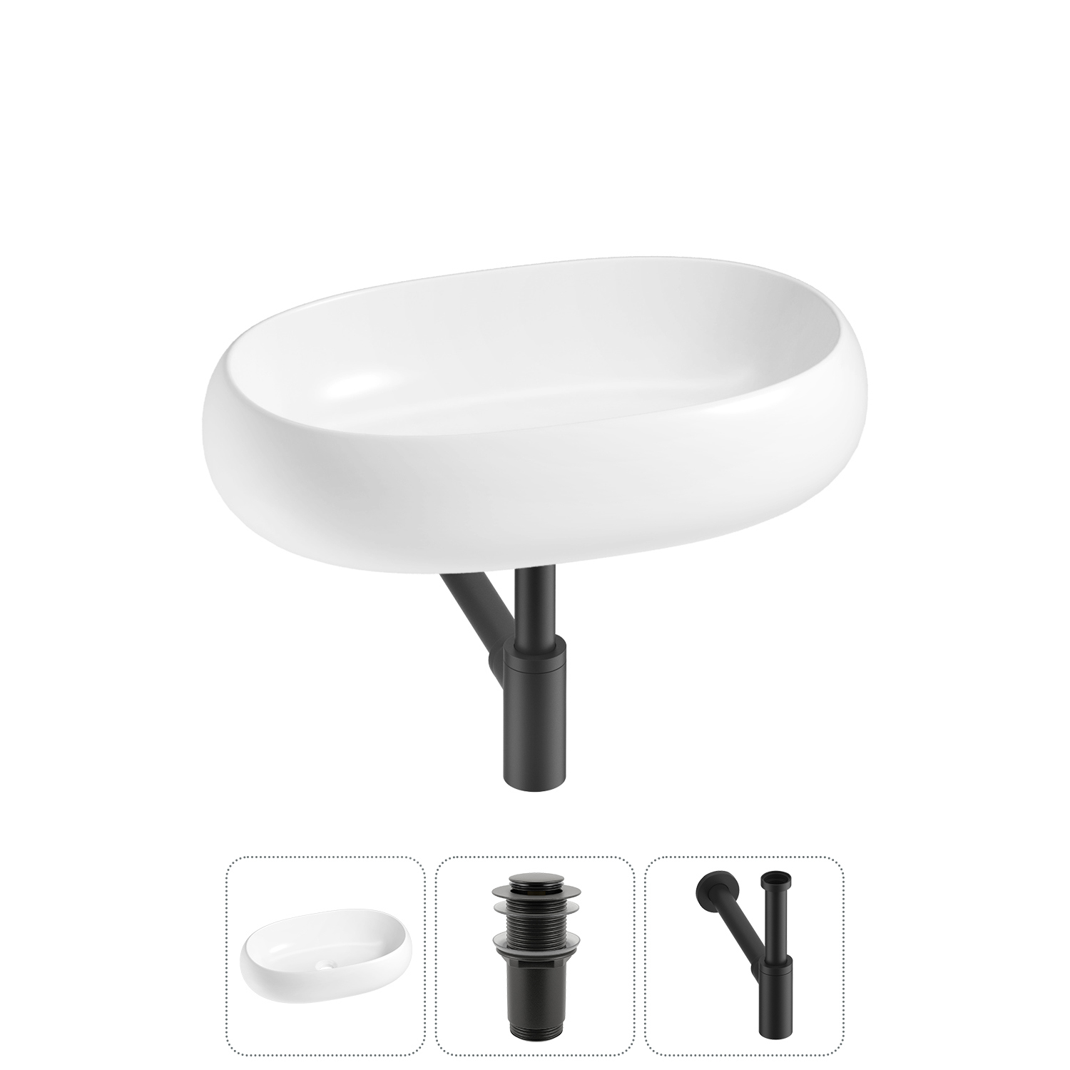 Изображение товара Раковина Lavinia Boho Bathroom Sink 56 см овальная глянцевая белая комплект