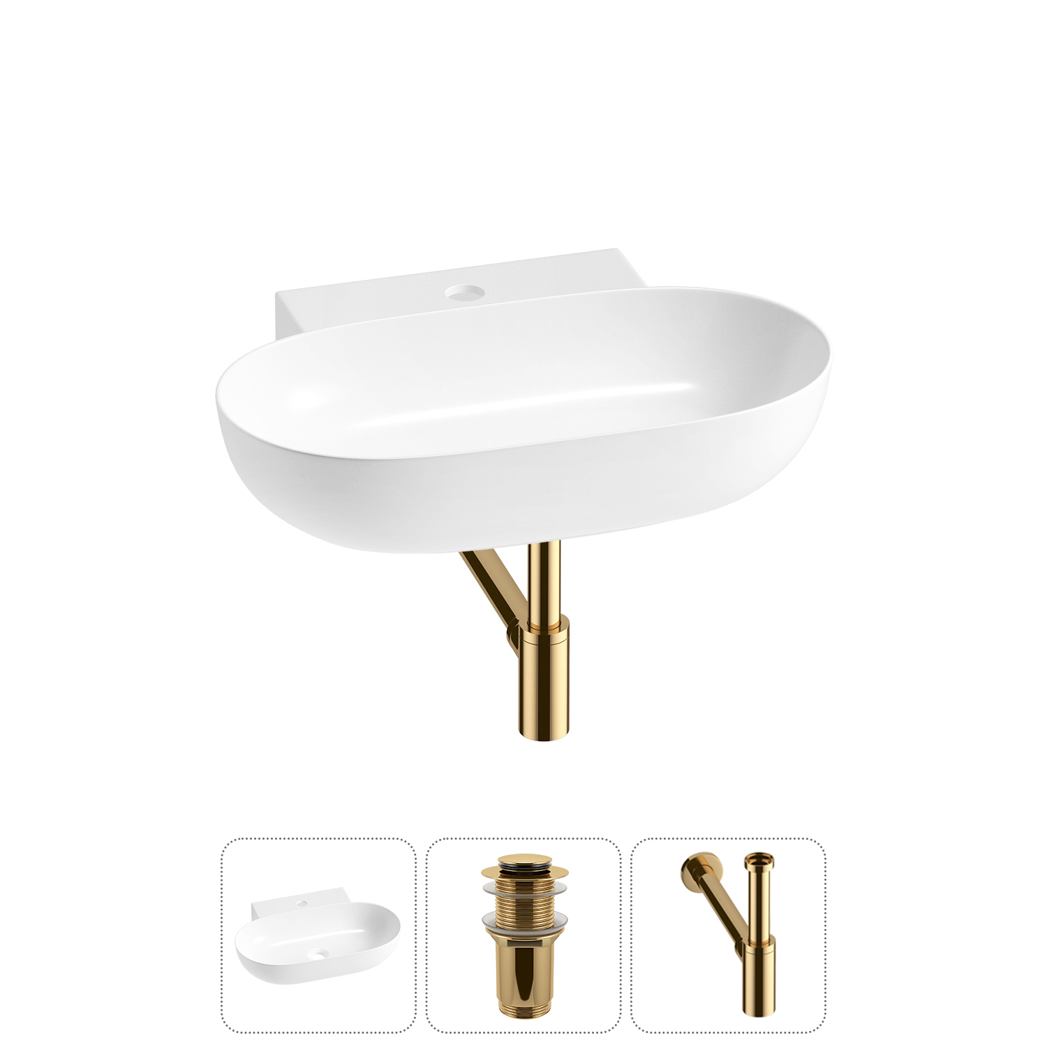Изображение товара Раковина Lavinia Boho Bathroom Sink 58 см глянцевая с донным клапаном и сифоном