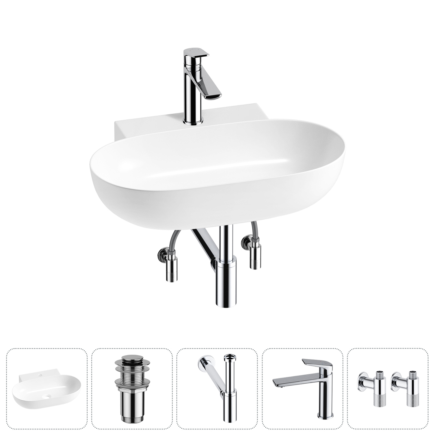 Изображение товара Раковина Lavinia Boho Bathroom Sink 58 см белая глянцевая с комплектом