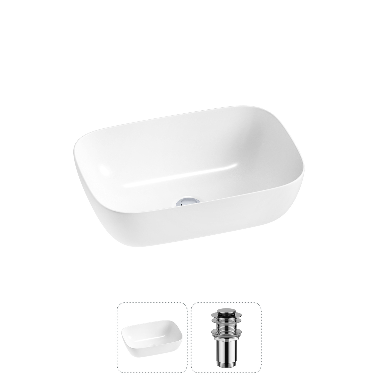 Изображение товара Раковина Lavinia Boho Bathroom Sink 20215191R 46 см белая глянцевая с донным клапаном