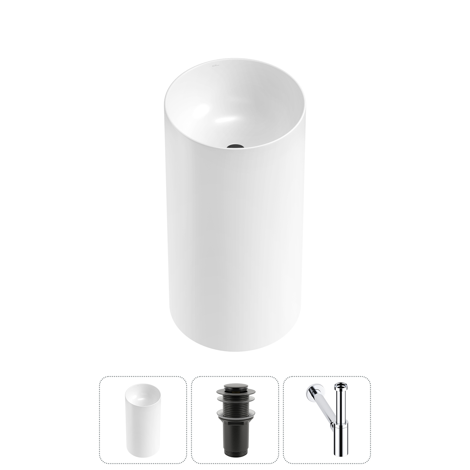 Изображение товара Раковина Wellsee Callipy Art 42 см белая с сифоном и донным клапаном