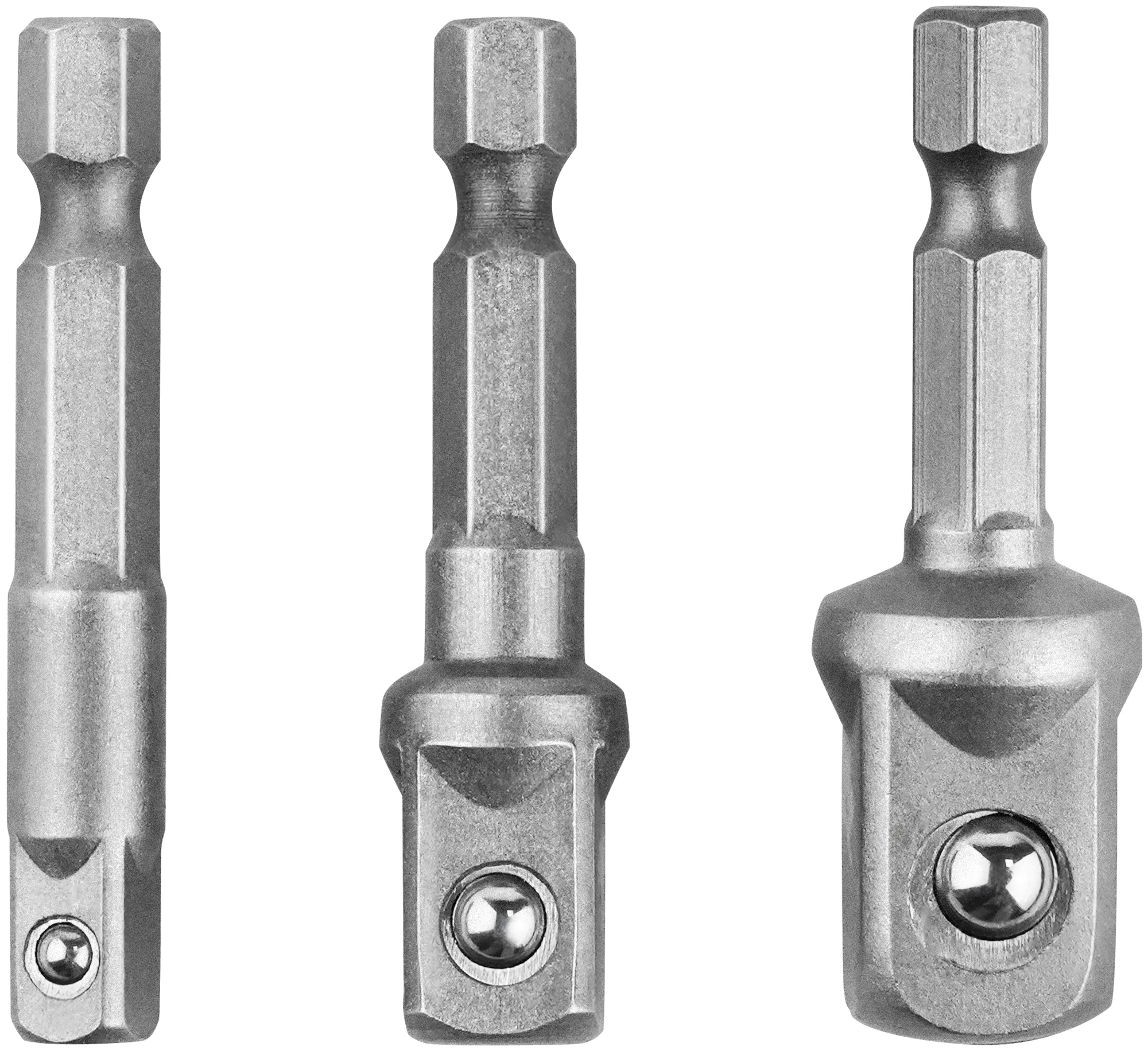 Изображение товара Набор переходников для торцевых головок Vertextools 1/4x3/8x1/2 дюйма 65 мм 3 шт.