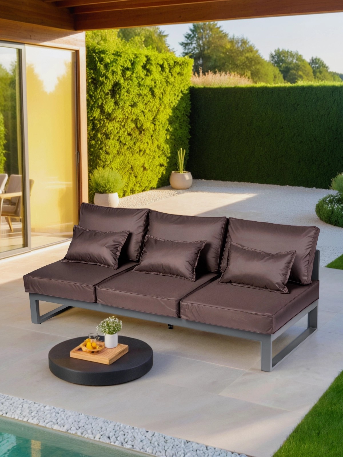 Изображение товара Диван садовый Callisto giardino G410 Лагуна 3 мест алюминий коричневый