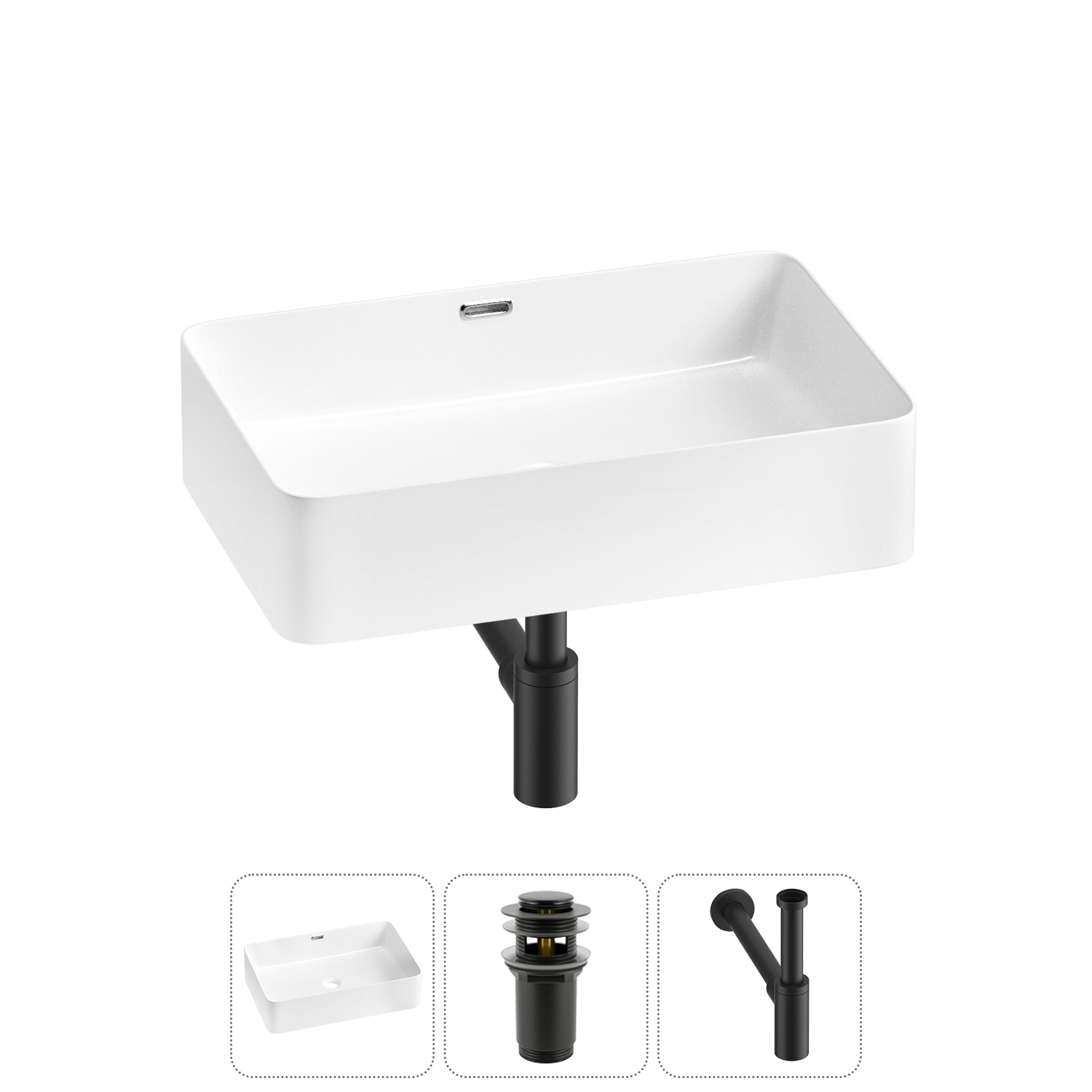 Изображение товара Раковина Lavinia Boho Bathroom Sink 20215228R 55 см белая глянцевая с донным клапаном и сифоном