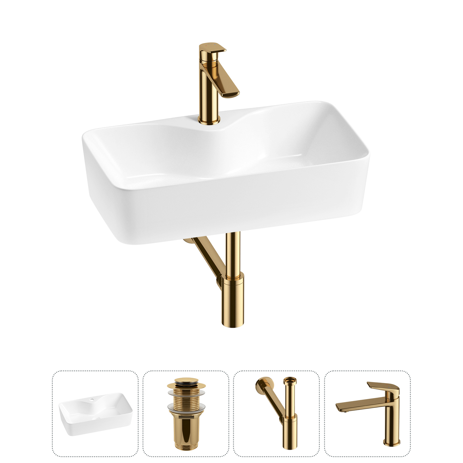 Изображение товара Раковина Lavinia Boho Bathroom Sink 20215281R 54 см белая с донным клапаном и смесителем