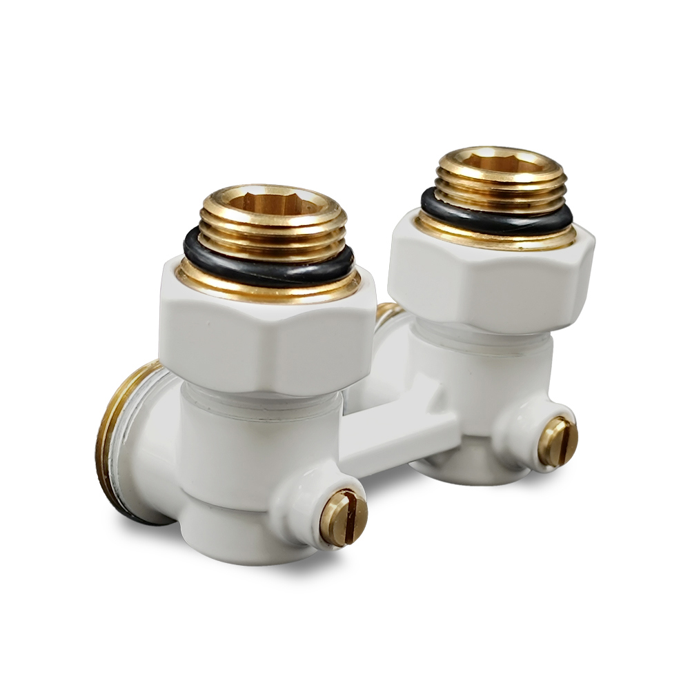 Изображение товара Угловой Н-образный клапан Primoclima Armature 3/4х1/2" латунь белый