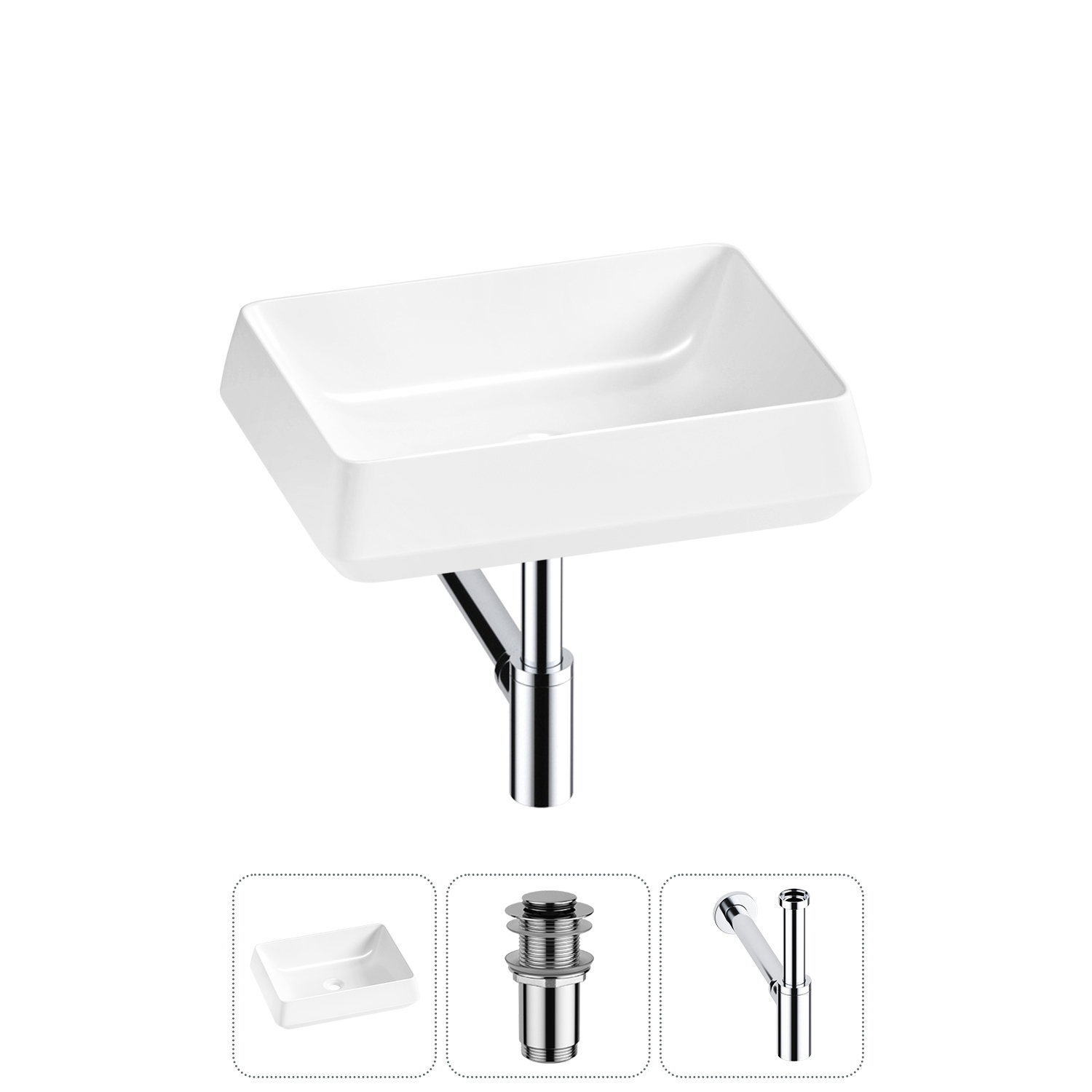 Изображение товара Раковина Lavinia boho bathroom sink 20215432R 50см белая с донным клапаном и сифоном