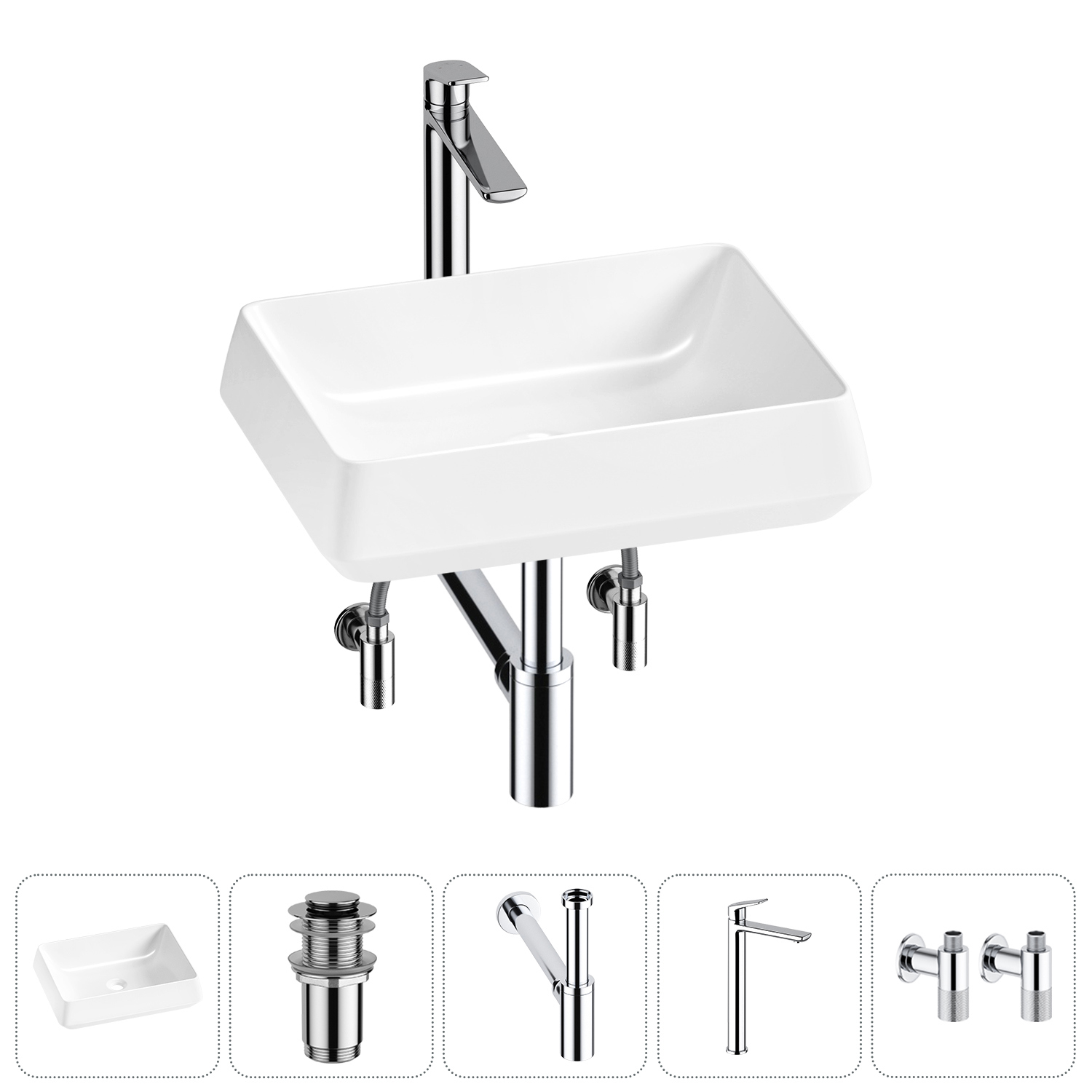 Изображение товара Раковина Lavinia boho bathroom sink 20215440R 50 см глянцевая белая с комплектом