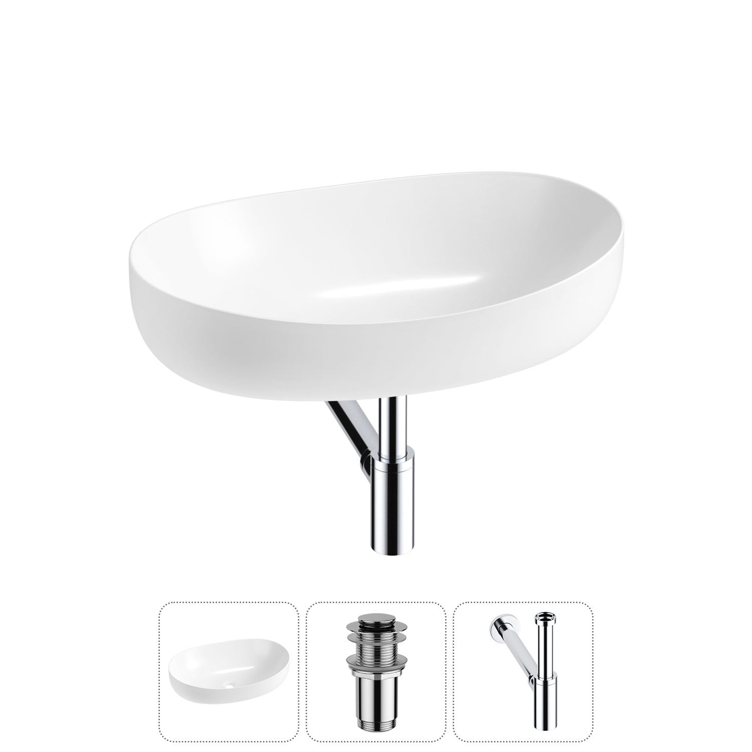 Изображение товара Раковина Lavinia boho bathroom sink 63 см белая глянцевая с аксессуарами