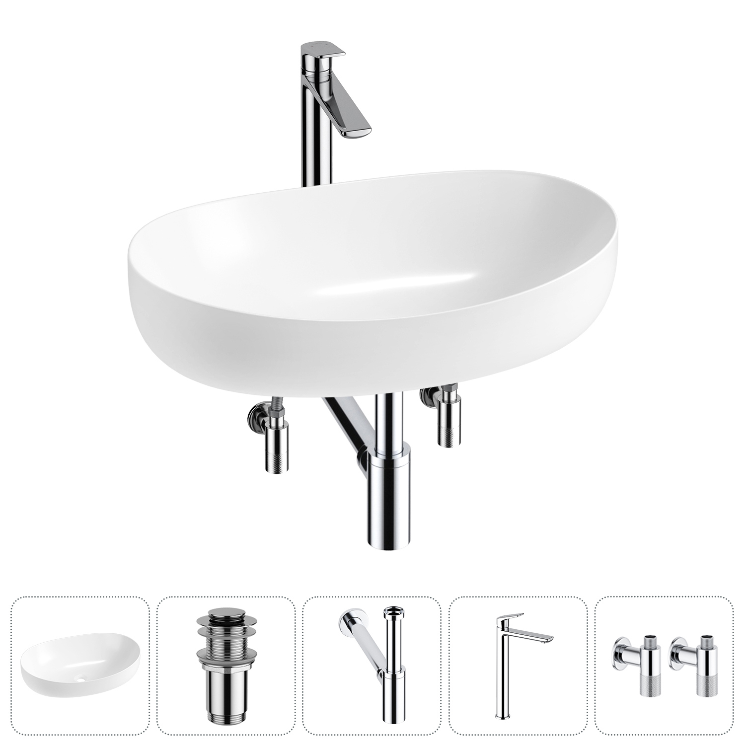 Изображение товара Раковина Lavinia boho bathroom sink 20215520R 63см белая с комплектом сантехники