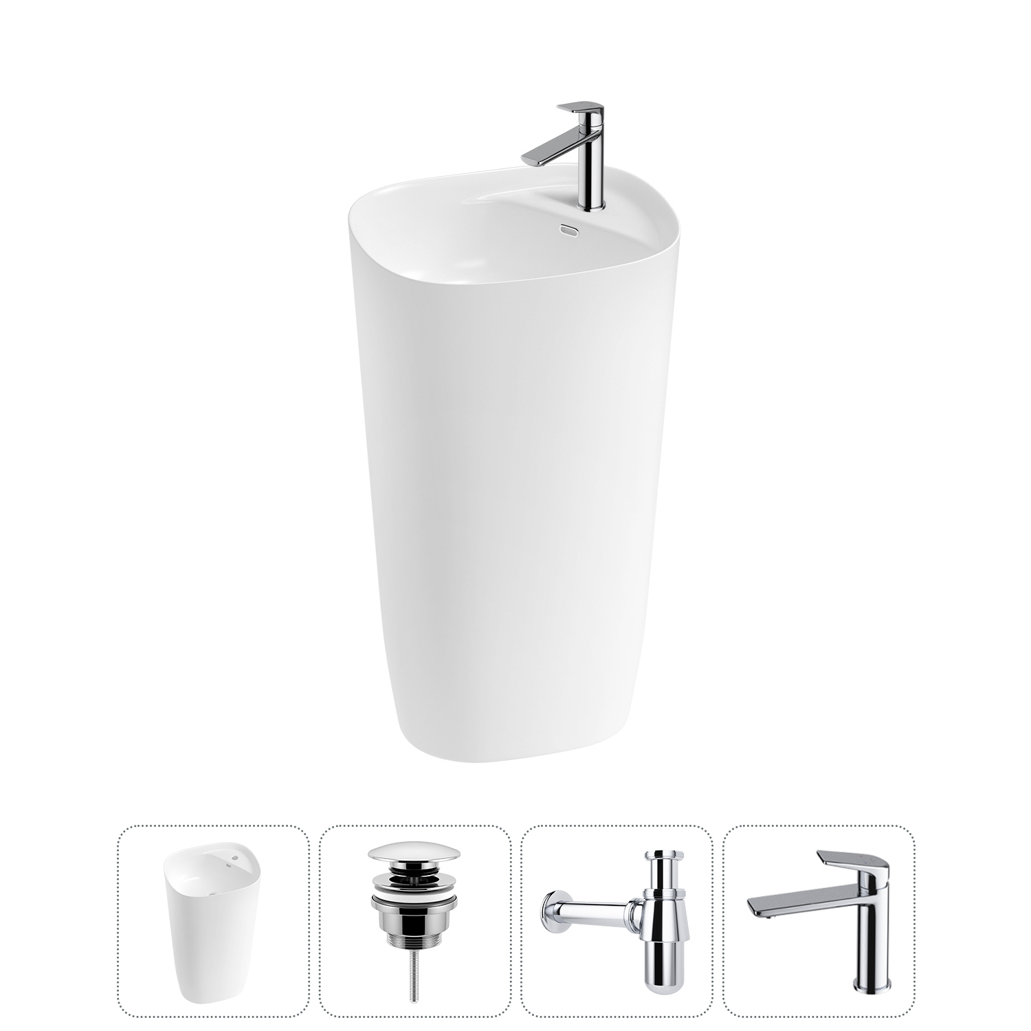 Изображение товара Раковина Lavinia boho bathroom sink 20215532R 50см белая комплект с сифоном и смесителем