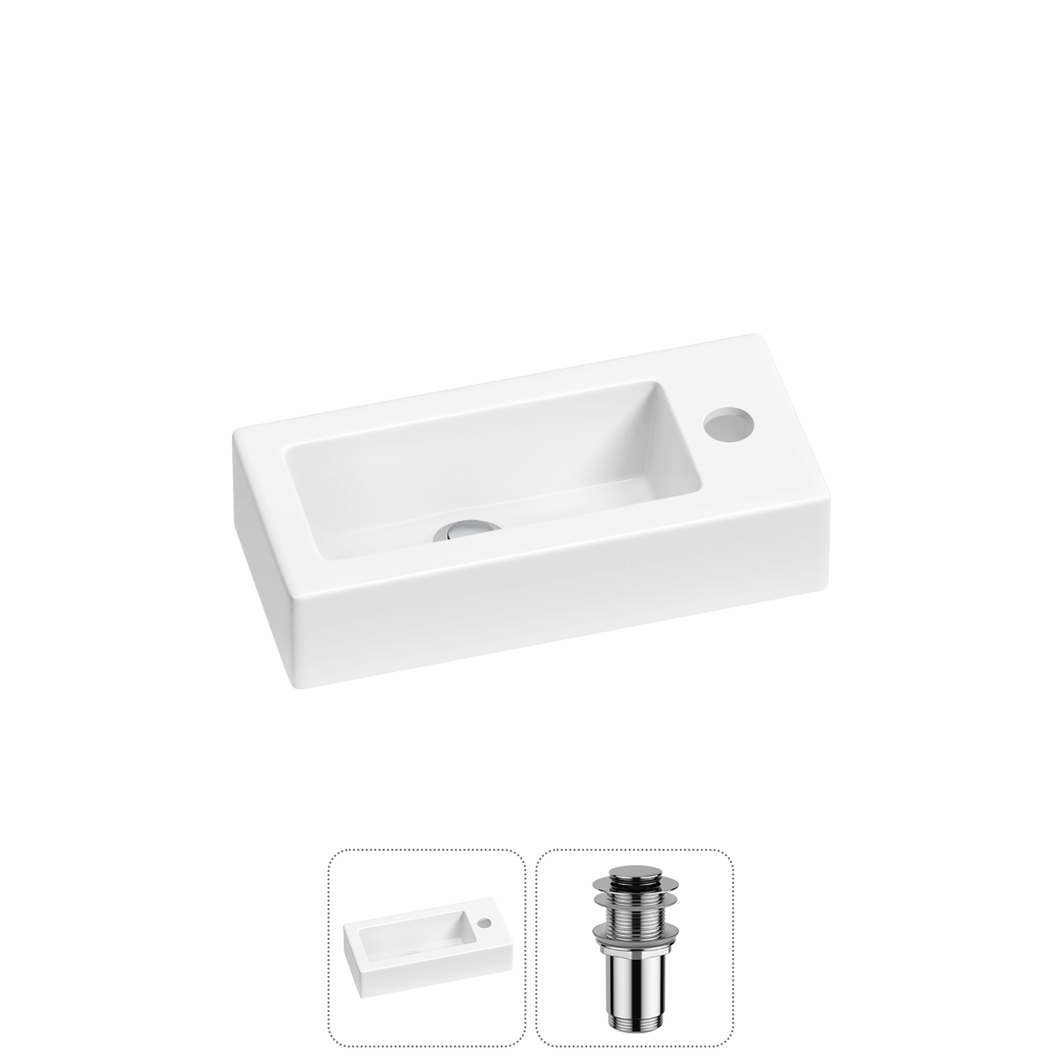 Изображение товара Раковина Lavinia boho bathroom sink 37 см с донным клапаном и отверстием справа