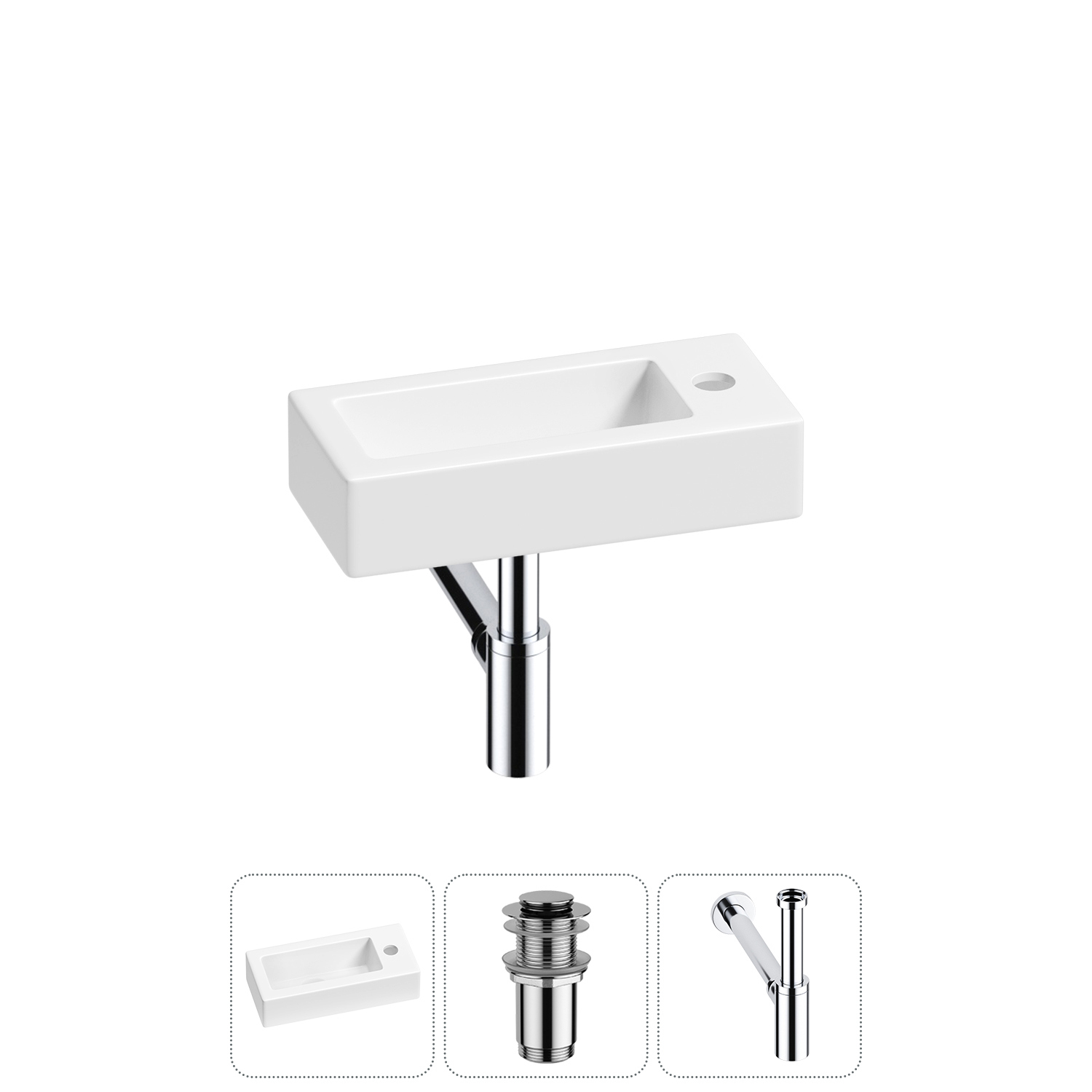 Изображение товара Раковина Lavinia boho bathroom sink 20215857R 37 см белая с донным клапаном и сифоном