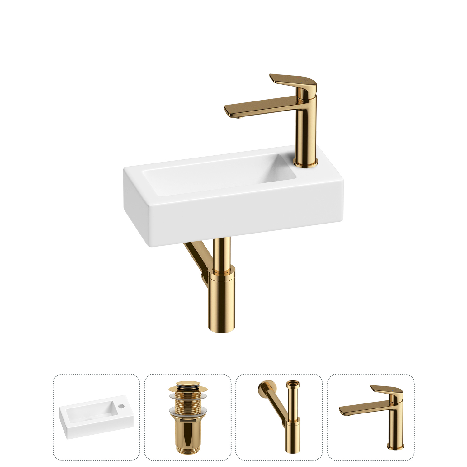 Изображение товара Раковина Lavinia Boho Bathroom Sink 37см белая с донным клапаном сифоном и смесителем