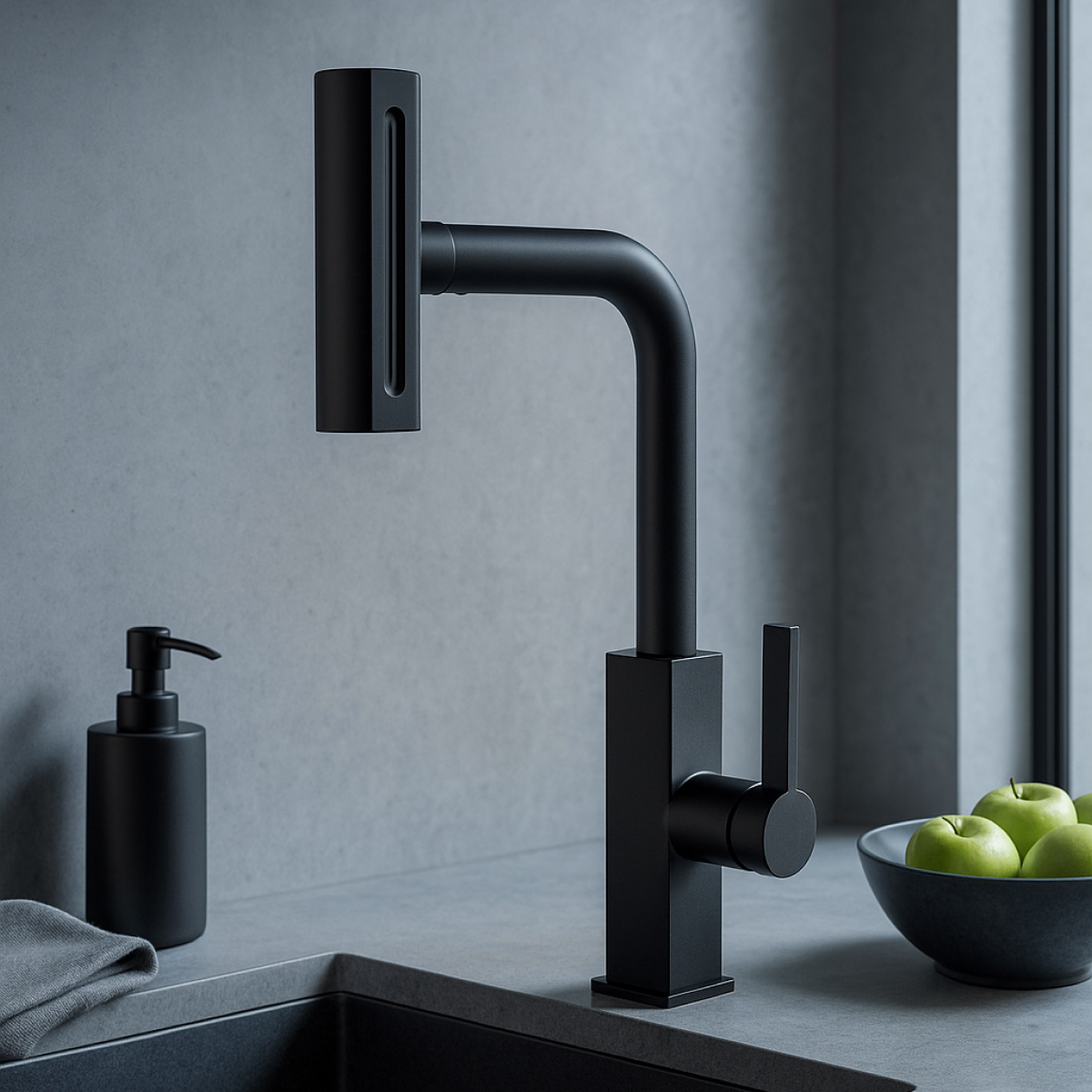 Изображение товара Смеситель для кухни ESKO LINE черный нержавеющая сталь 7 лет гарантии