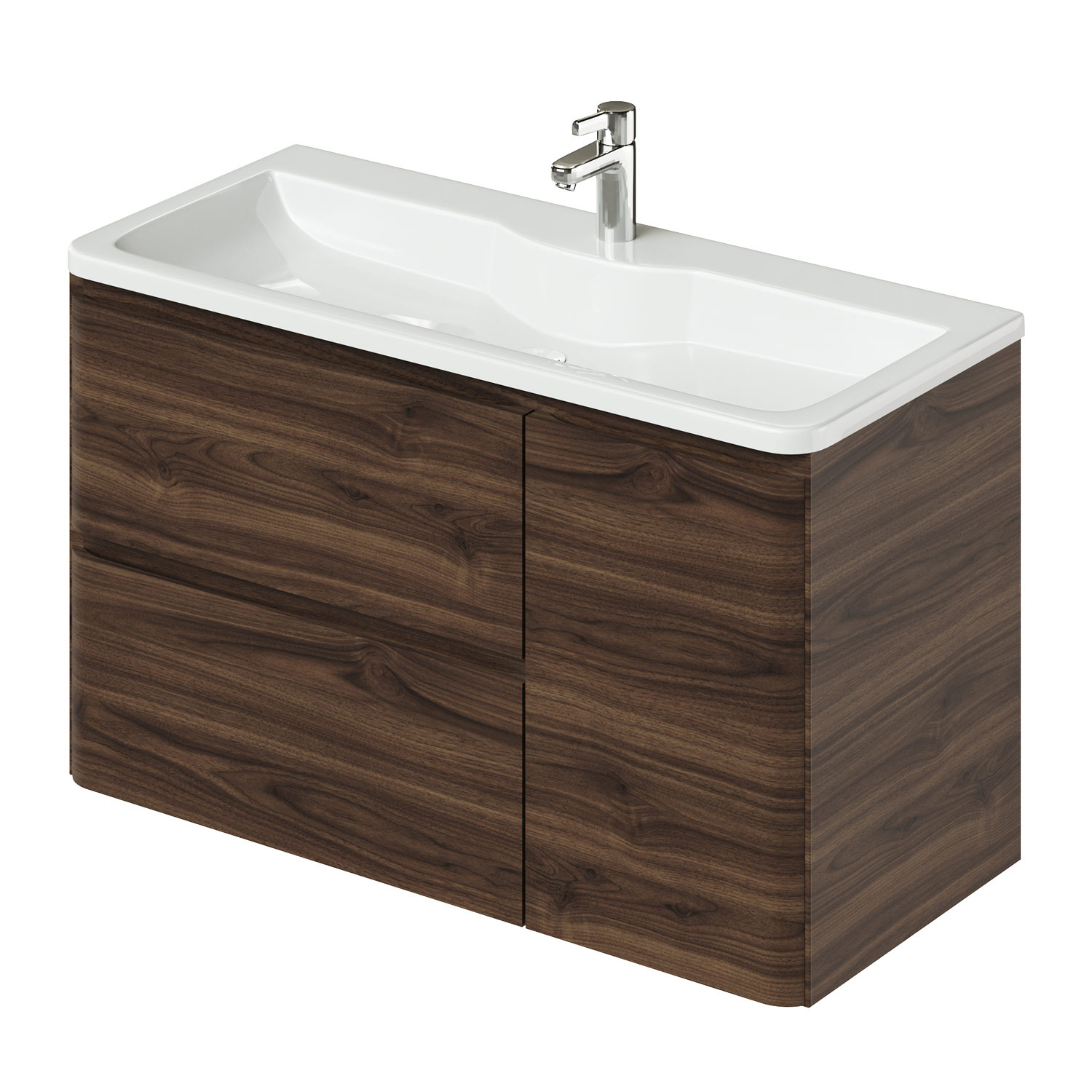 Изображение товара Тумба под раковину Итана 4657834371682 с раковиной коричневая подвесная