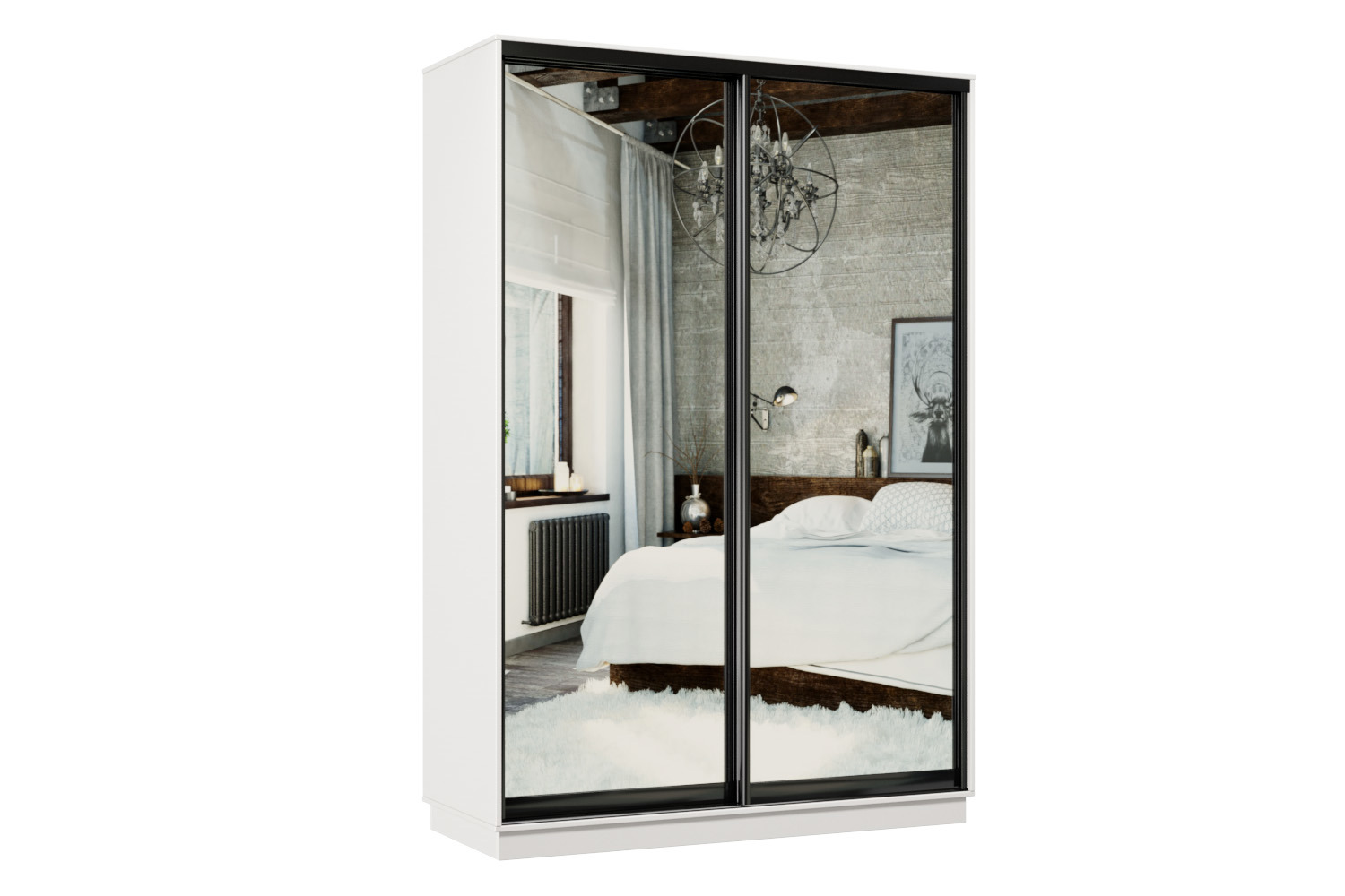 Изображение товара Шкаф-купе Хочу домой Классика Лайт Мини 01 (01.01) с 2 дверями 220x100х45 см 7 полок ЛДСП цвет белый/профиль черный муар